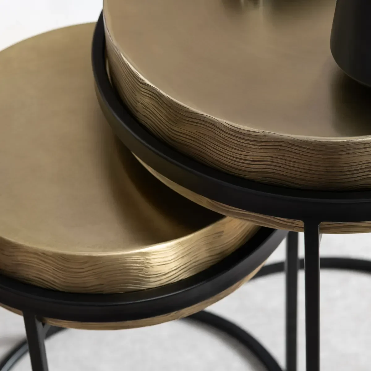 2 Piece Hudson Textured Brass Nesting Tables - Image 5