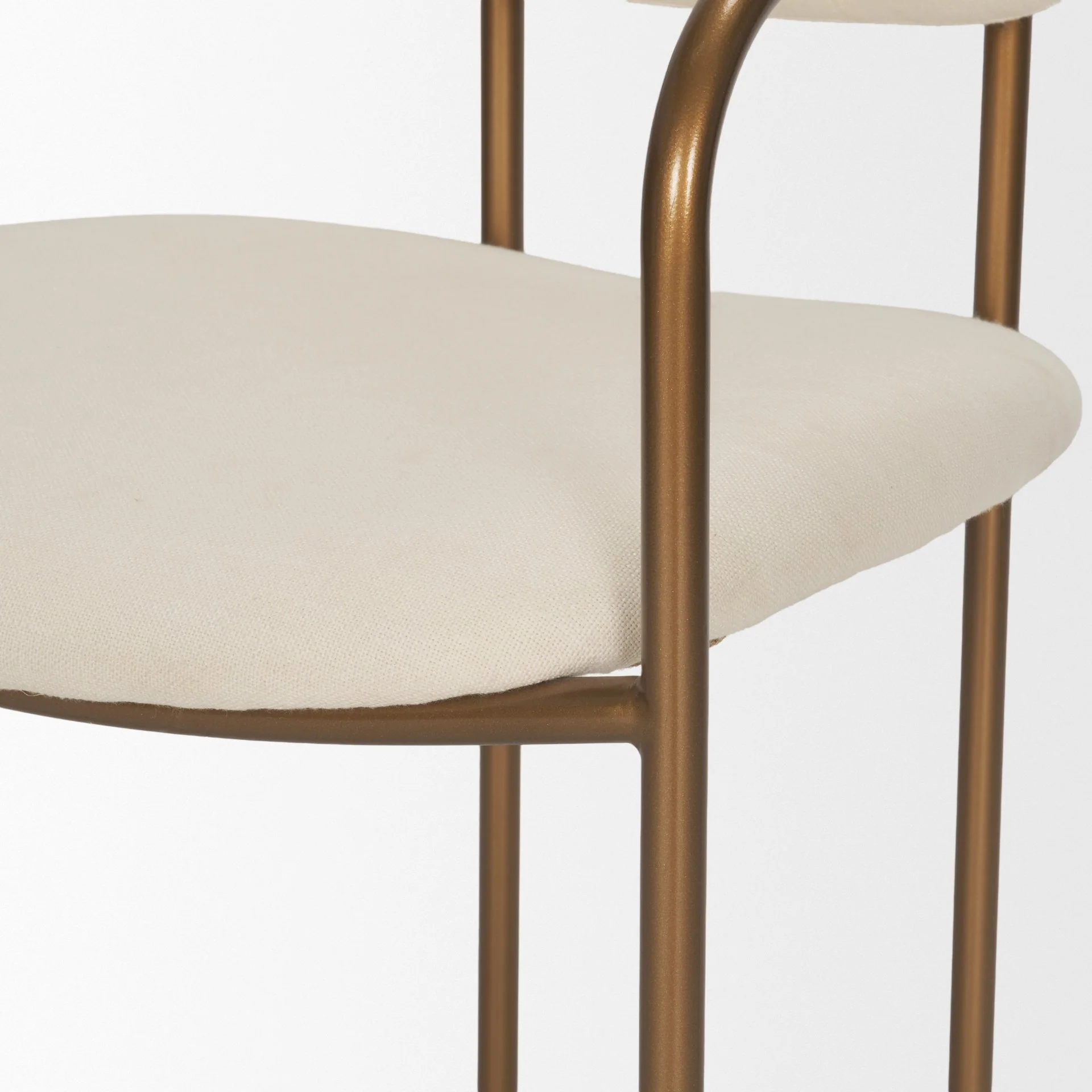 Parker I Cream Fabric Seat Gold Metal Frame Dining Chair - Image 8