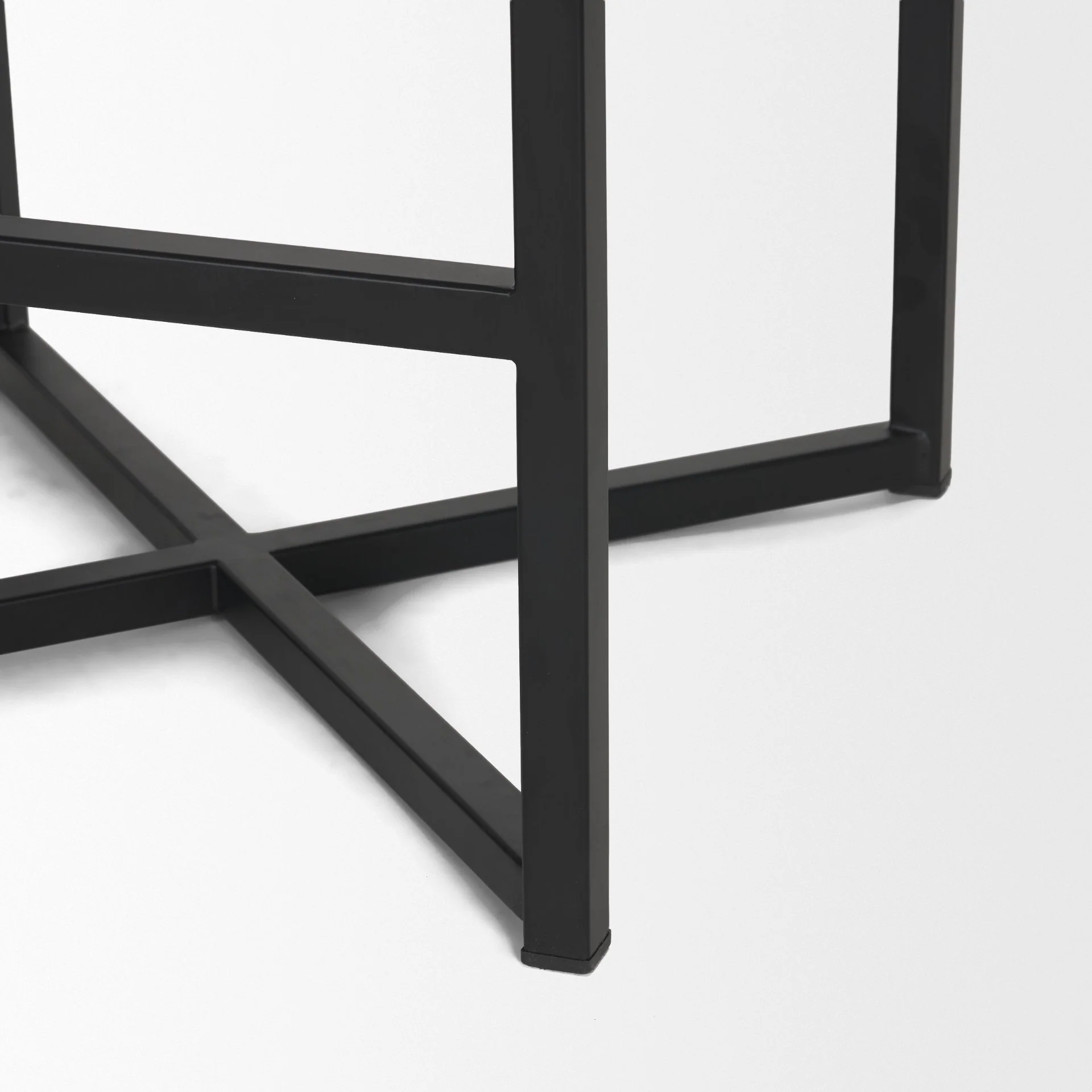 Frodo 26.5H Seat Height White Fabric Seat Black Metal Base Stool - Image 9