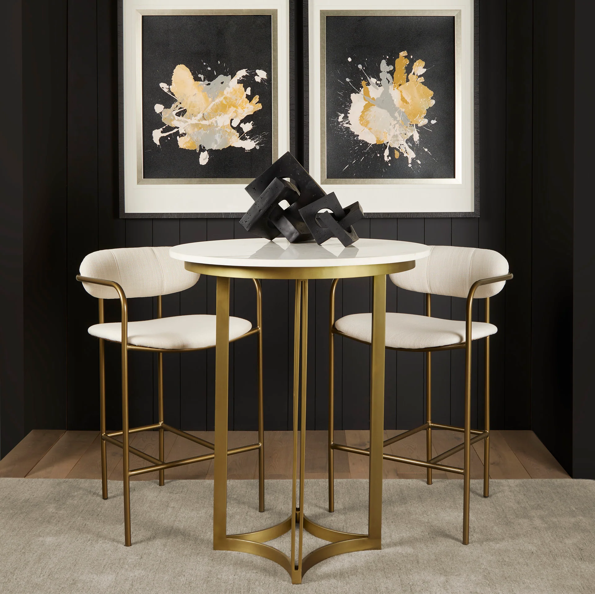 Parker Cream Fabric Seat Gold Metal Counter Stool - Image 10