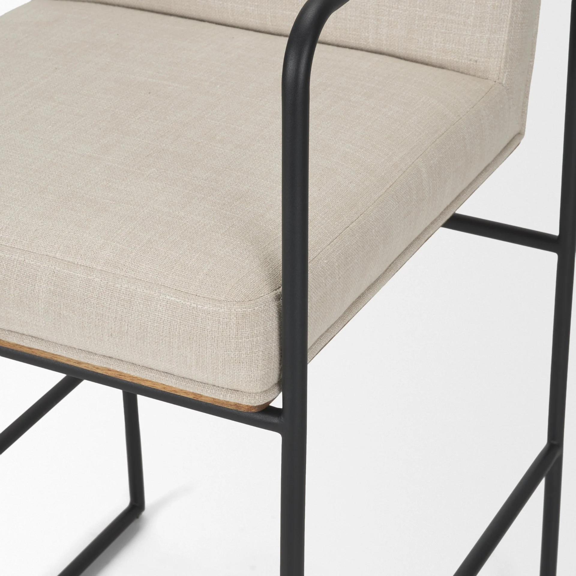Stamford 36.5" Light Beige Upholstered Seat w/ Wood Back, Metal Frame Counter Stool - Image 8