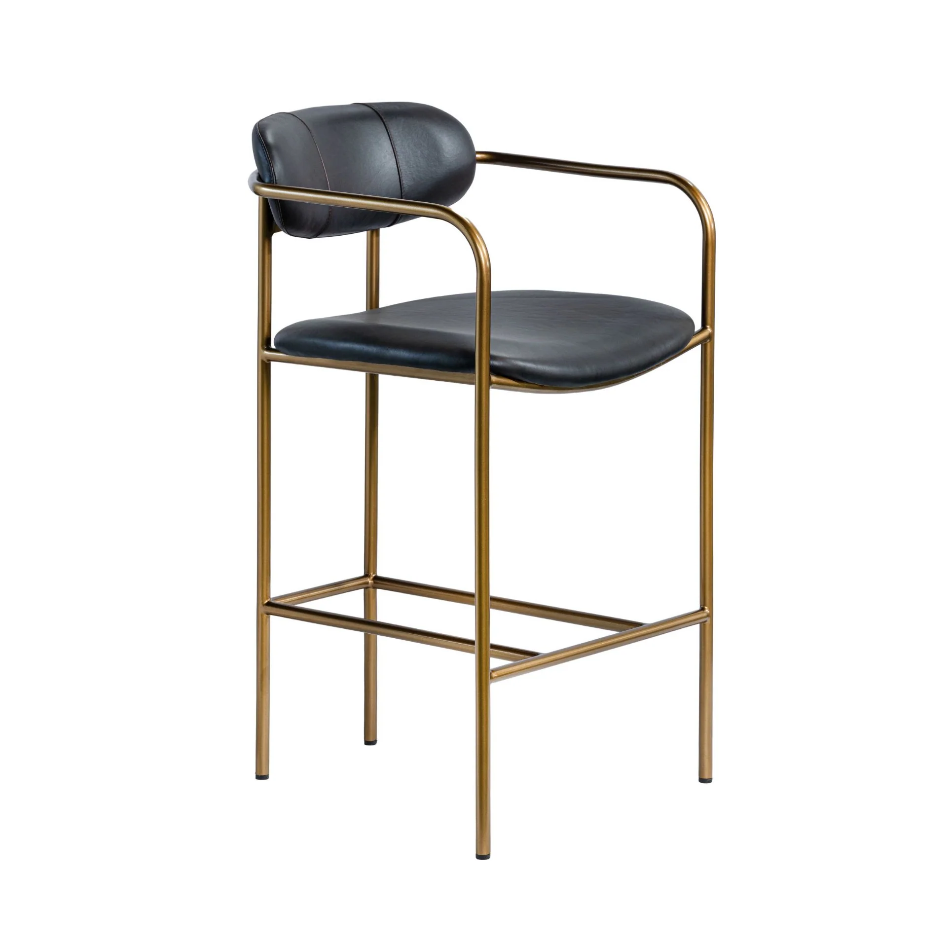 Parker Black Leather Seat Gold Metal Counter Stool - Image 5