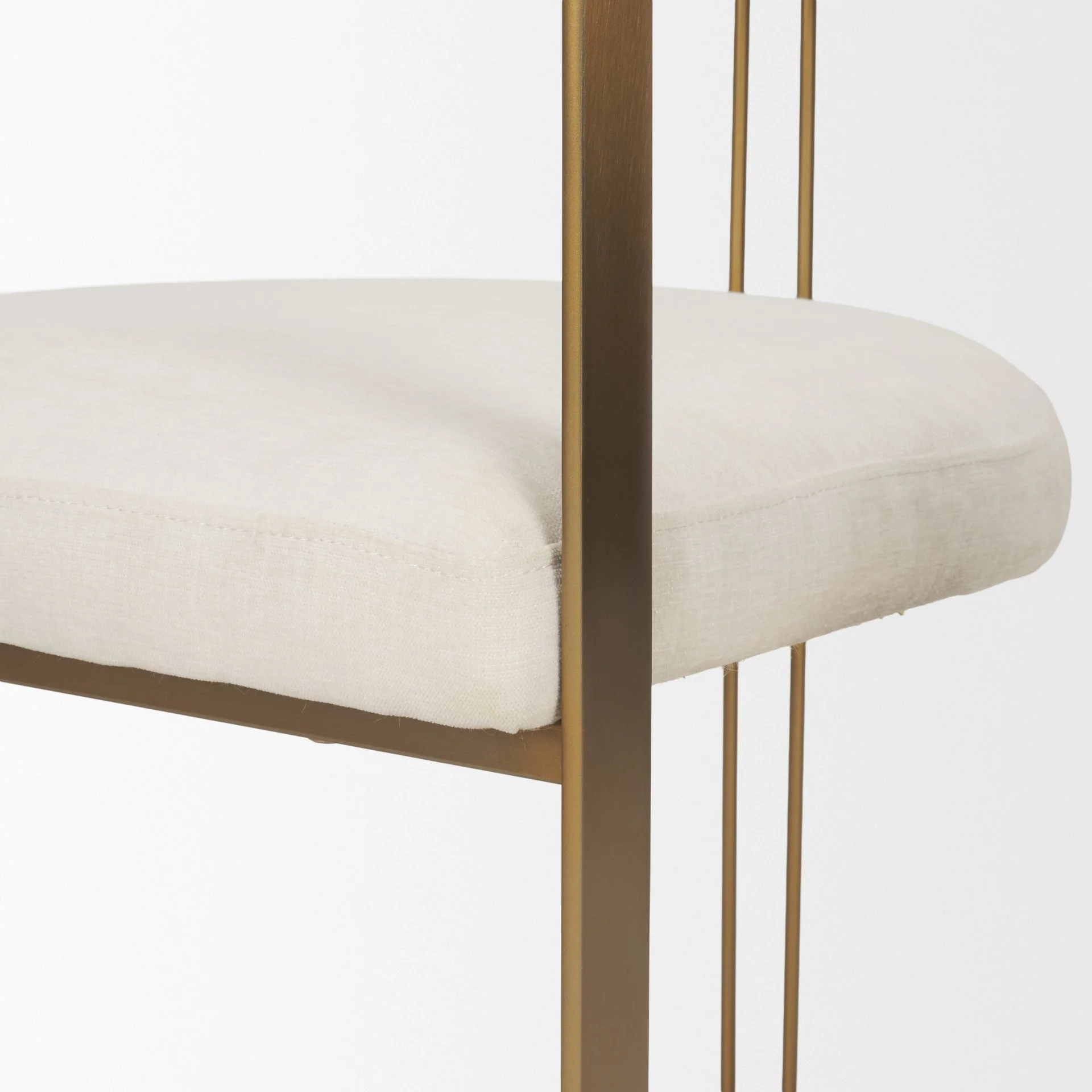 Hollyfield II Cream Fabric Seat W/ Gold Iron Frame Dining Chair - Image 9