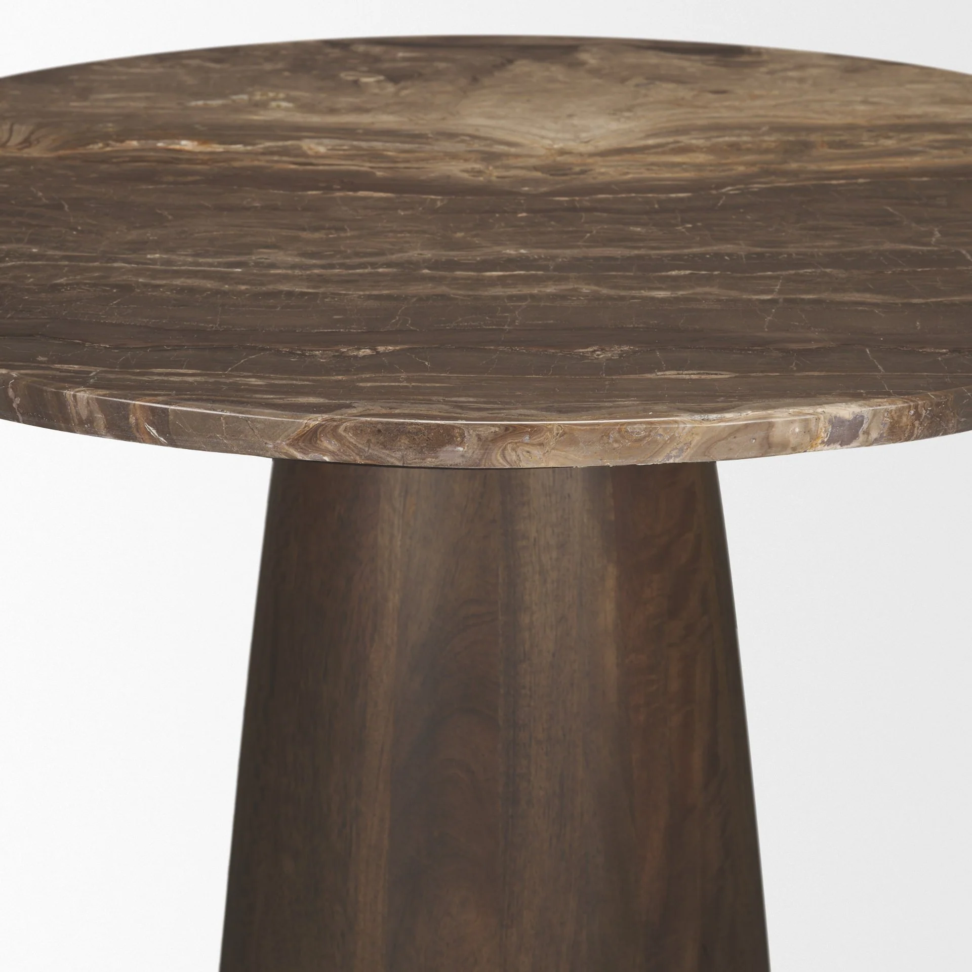 Allyson 32" Round Dark Brown wood w/ Cappuccino Marble Top Bistro Table - Image 7