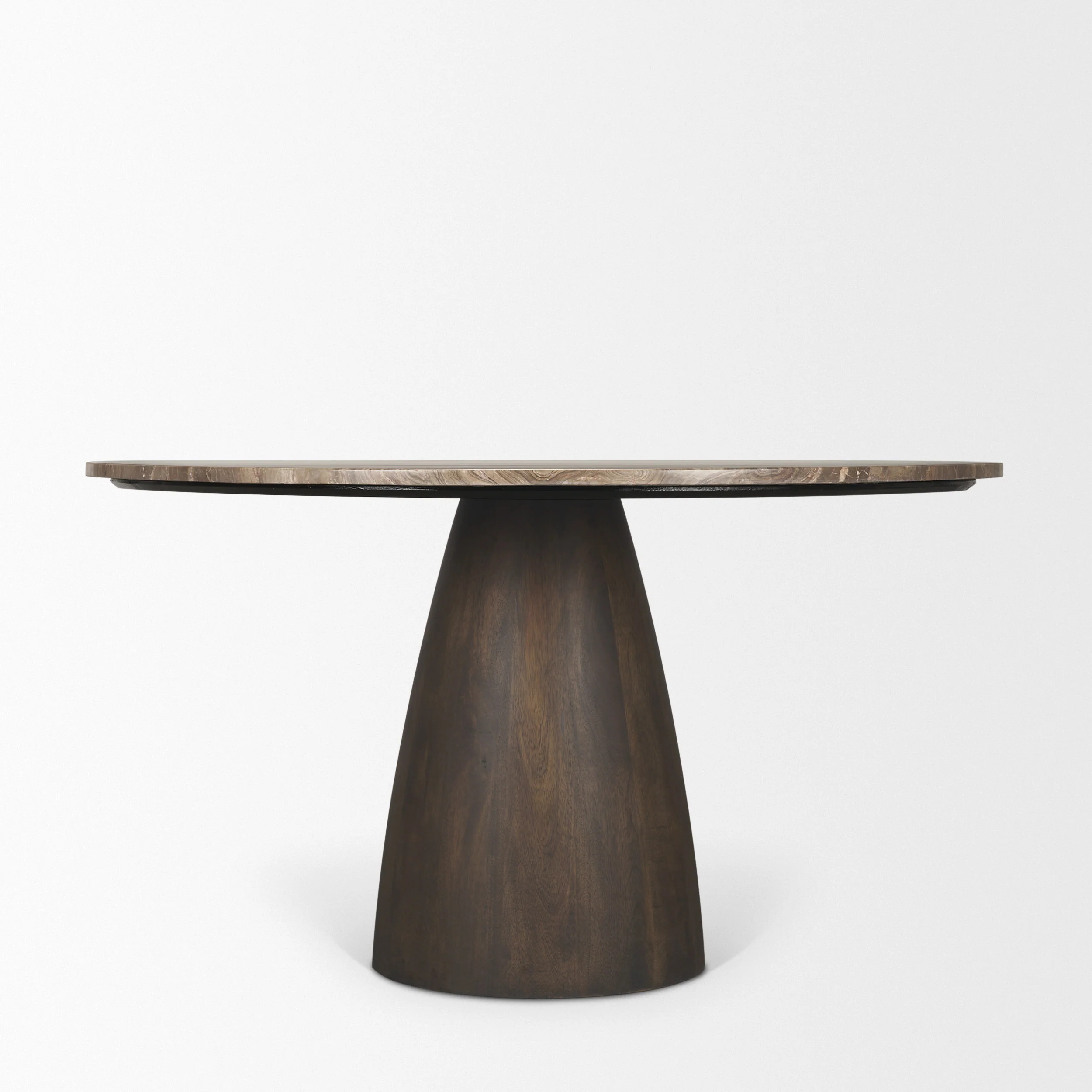 Allyson 54" Round Dark Brown w/ Cappuccino Marble Pedestal Dining Table - Image 5