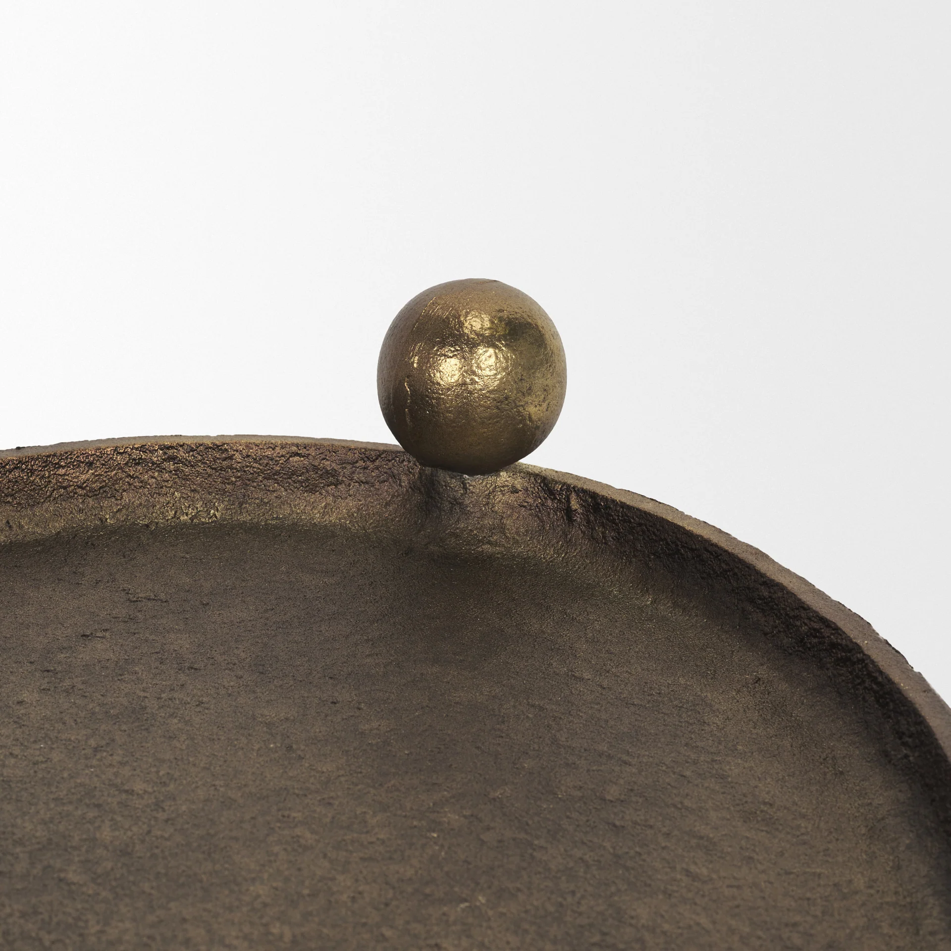 Jianna Large Oval Textured Antiqued Gold Metal Tray with Handles - Image 7