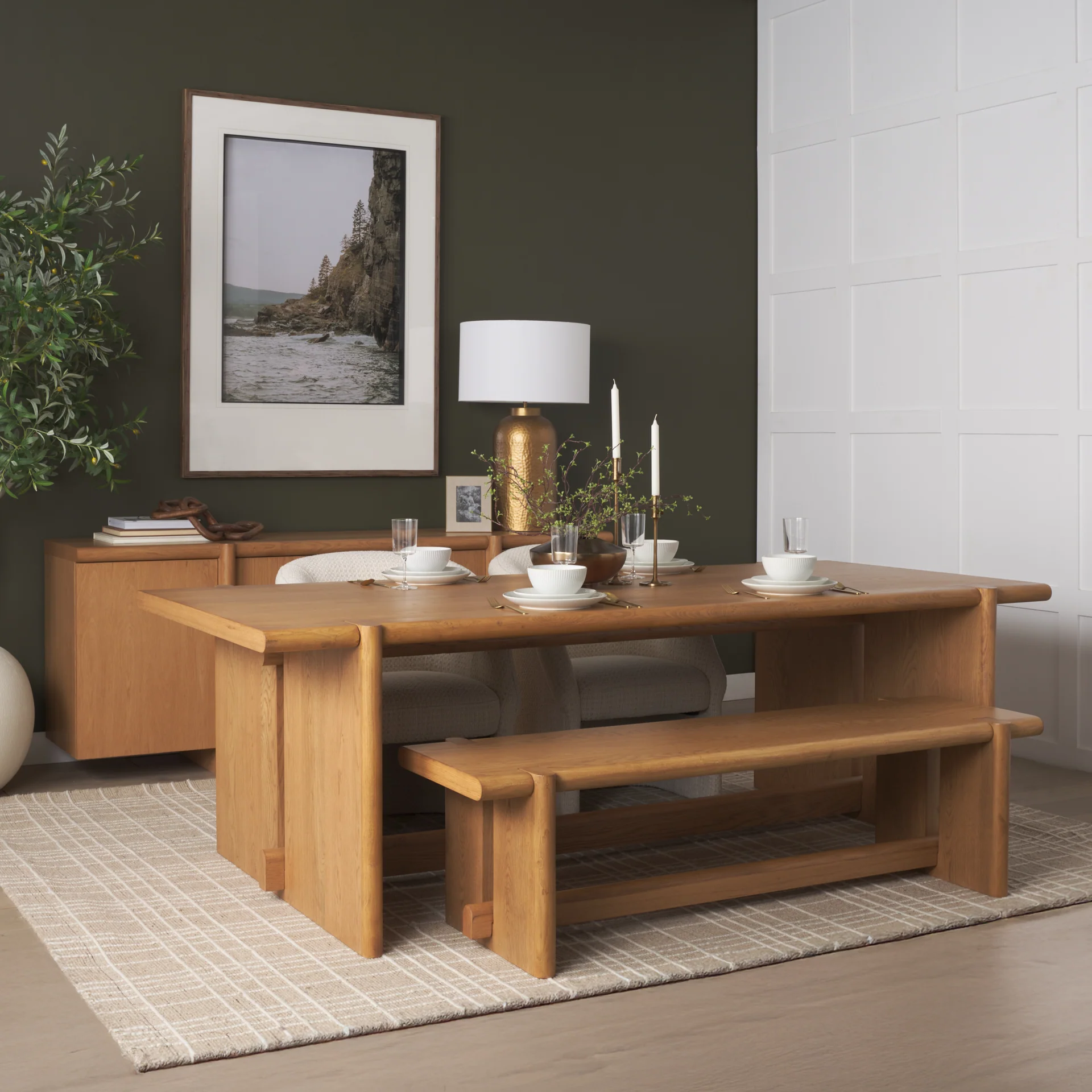 Rowan Light Brown Oak Wood Closed 4 Door Sideboard - Image 13
