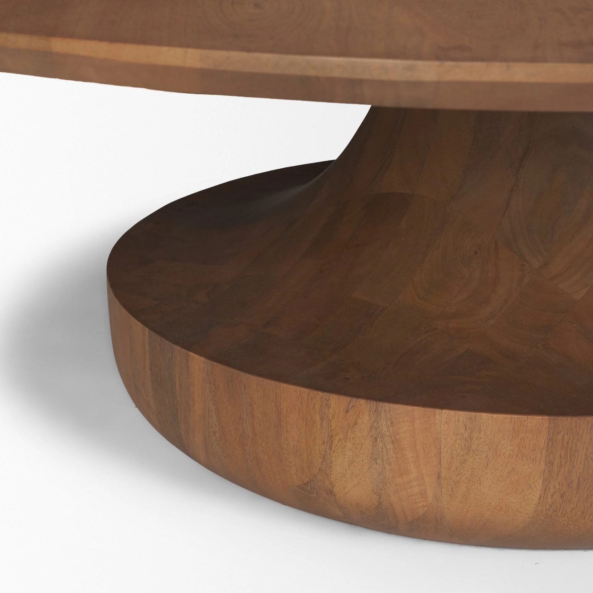 Arno Warm Mid-Brown Wood Sculptural Round Coffee Table - Image 8