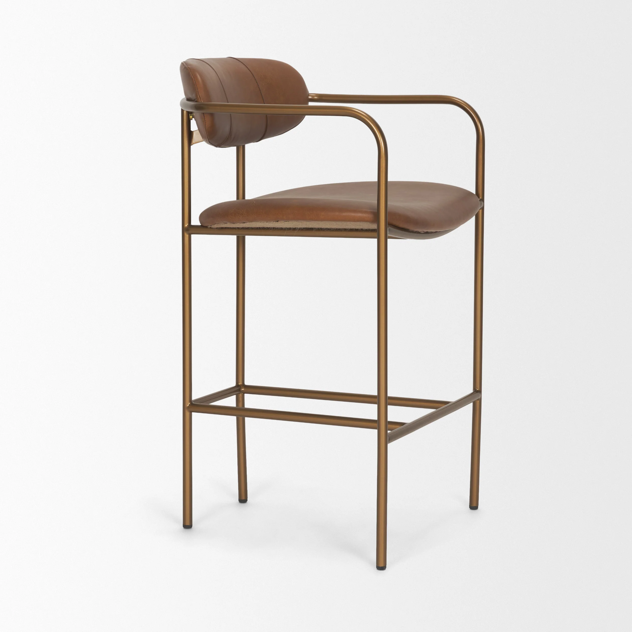 Parker Brown Leather Seat Gold Metal Counter Stool - Image 5