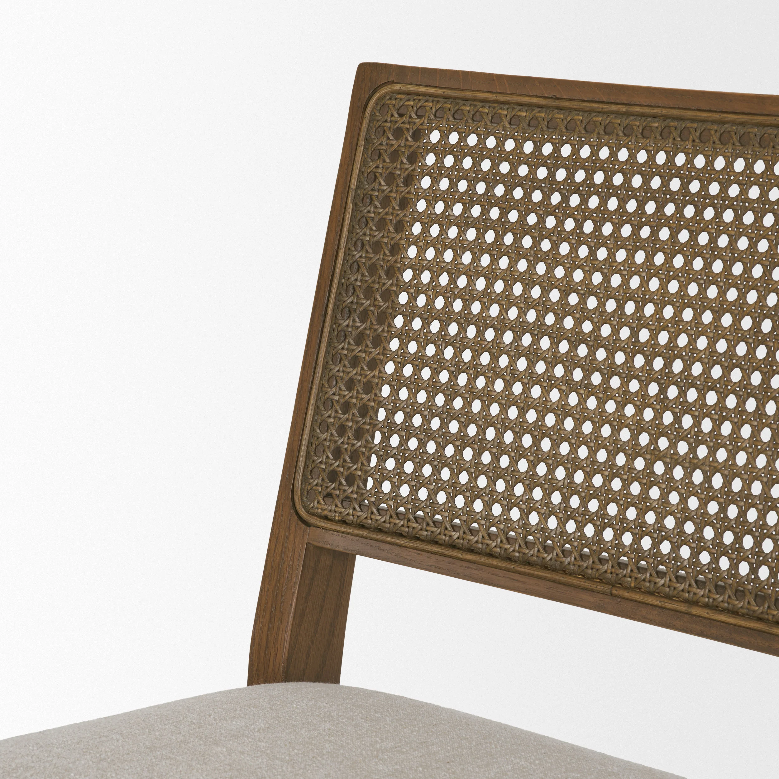 Reid Framed Brown Cane Cream Fabric Dining Chair - Image 8