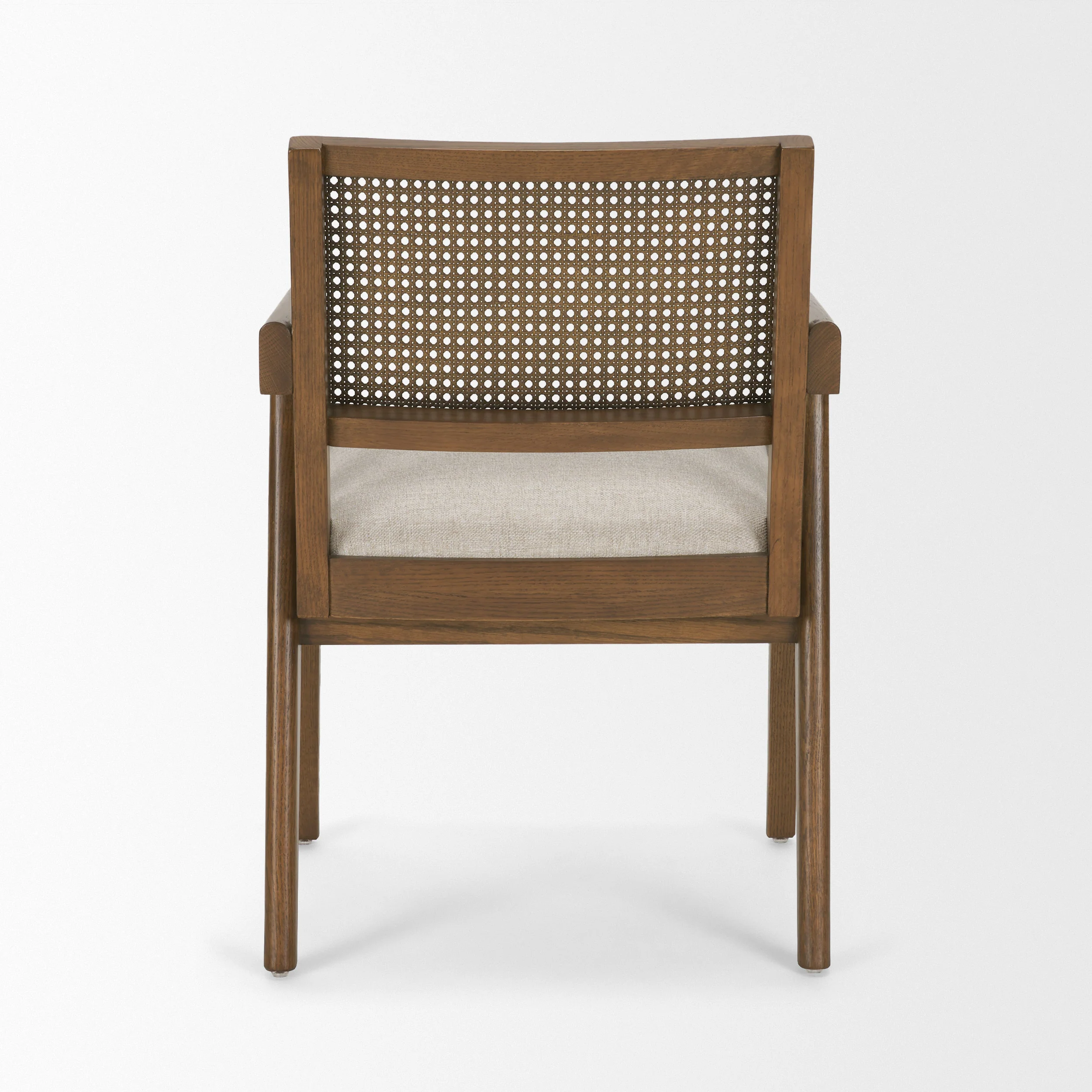 Reid Framed Brown Cane Cream Fabric Dining Armchair - Image 5