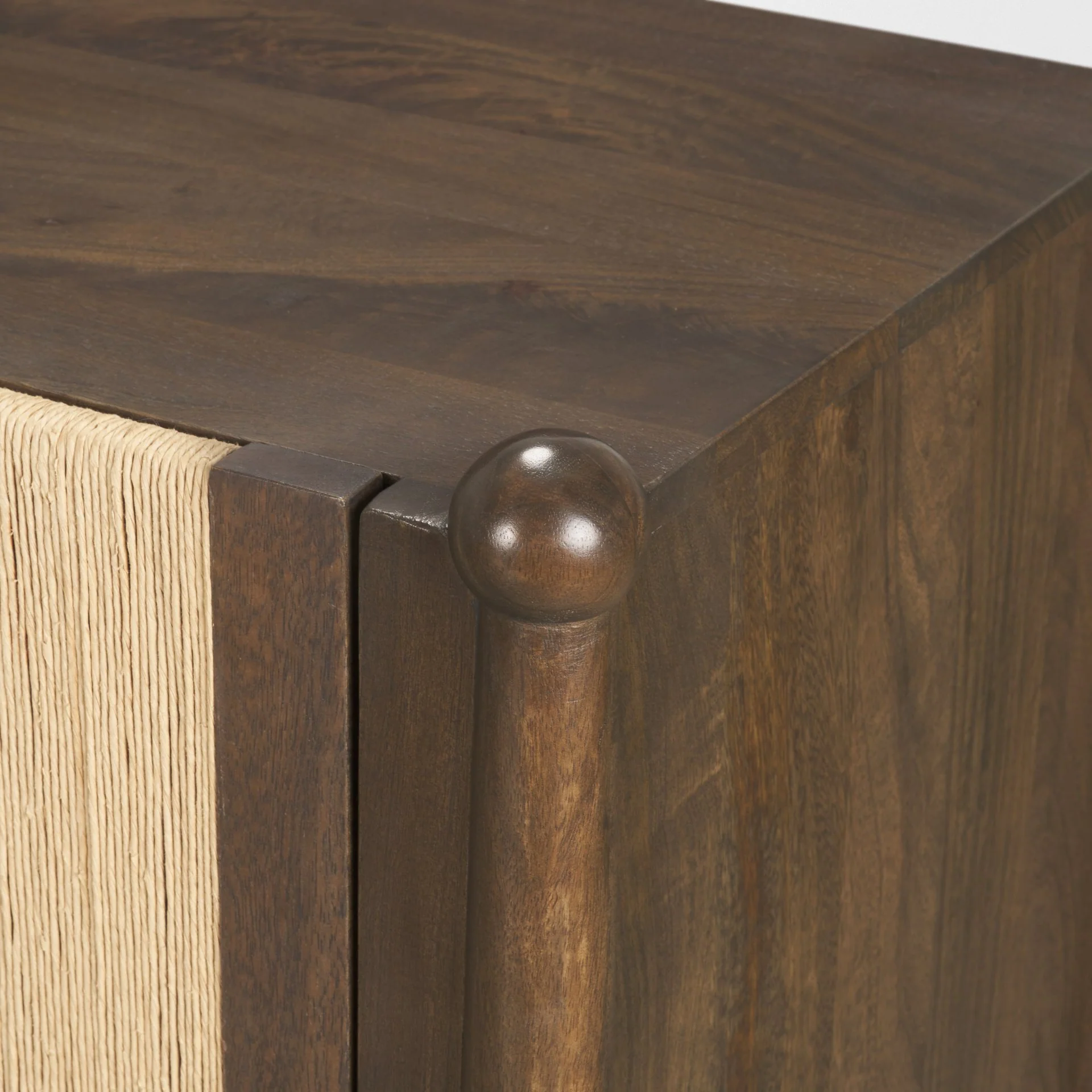 Bondi 85" Dark Brown Wood w/ Paper Rope 4 Door Closed Sideboard - Image 9