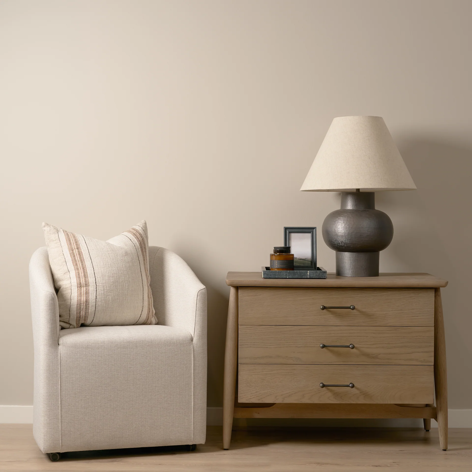 Hollis Gray-Brown Wood 3-Drawer Closed Nightstand - Image 2