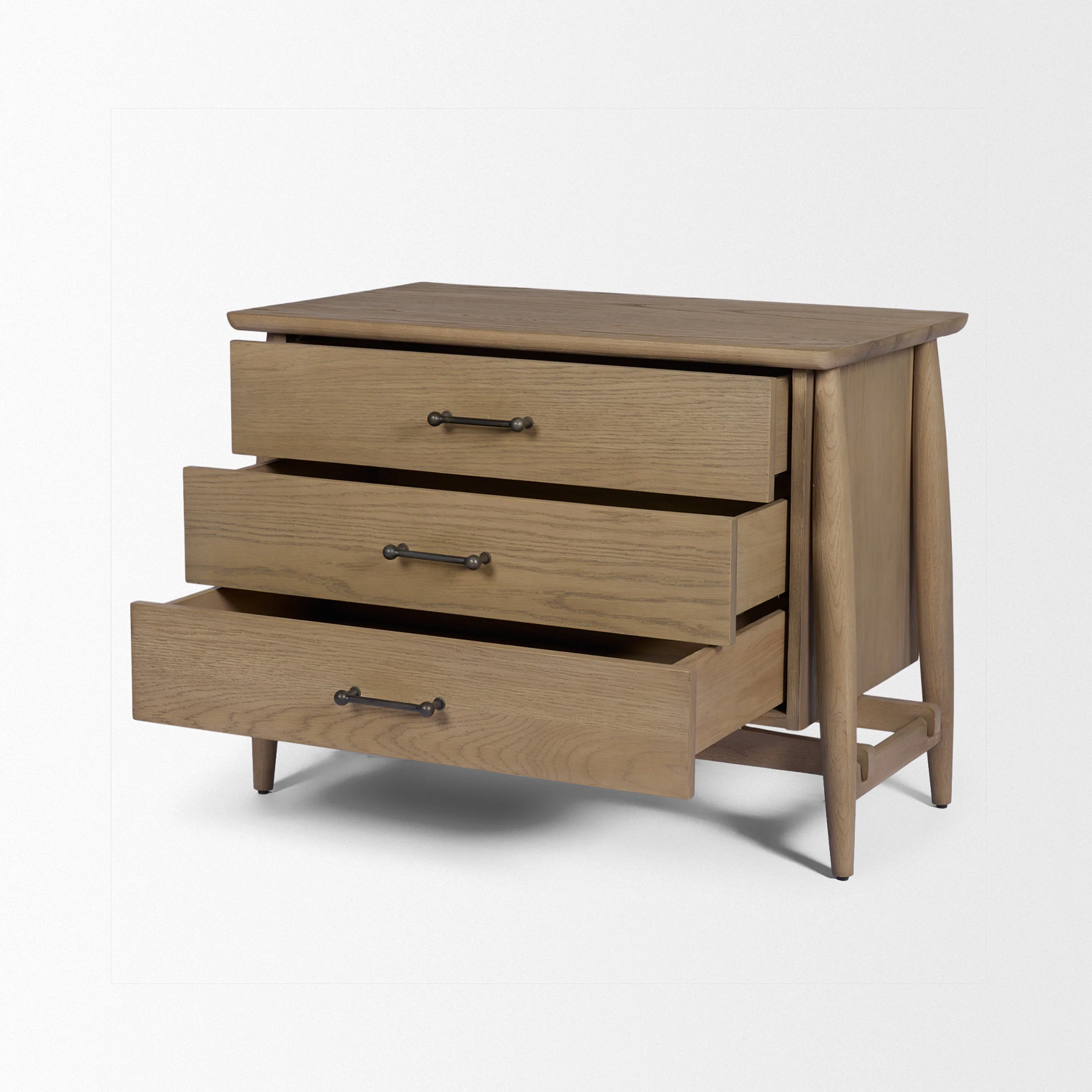 Hollis Gray-Brown Wood 3-Drawer Closed Nightstand - Image 7