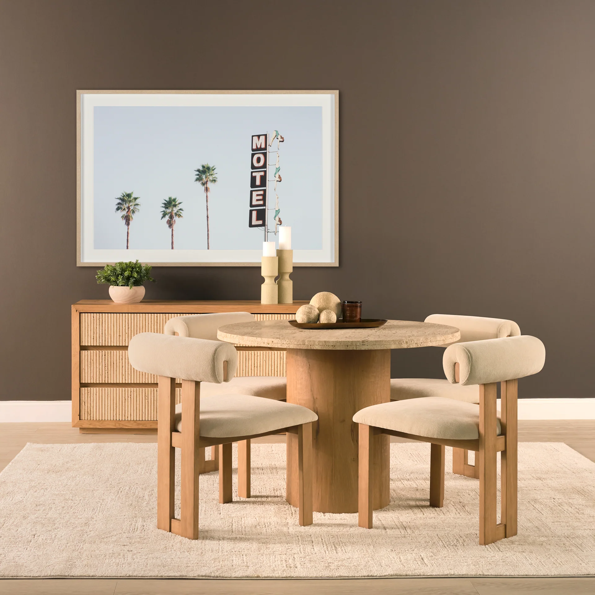 Siena 42" Round Travertine Pedestal Dining Table - Image 2