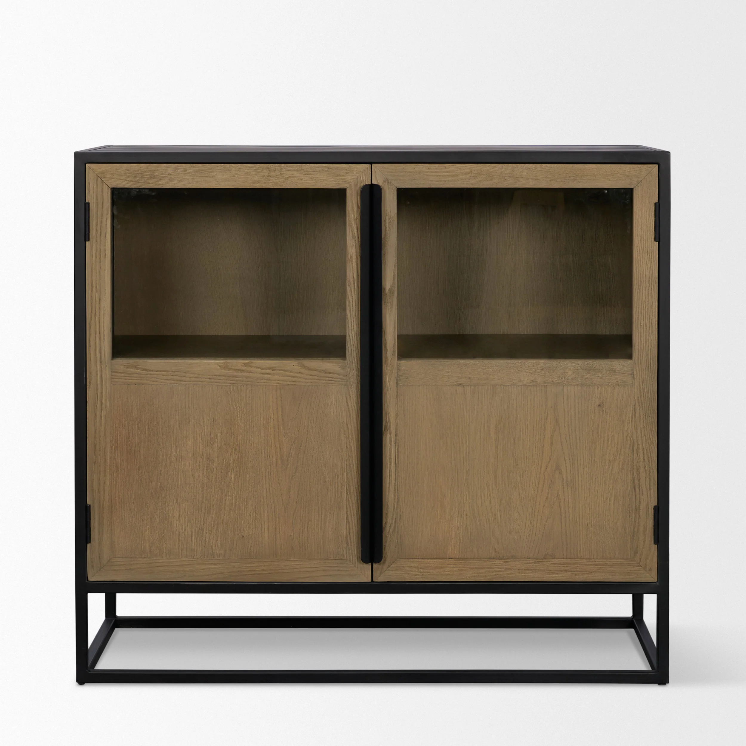 Sloan 40.0W Light Brown W/Black Metal Frame Accent Cabinet - Image 3