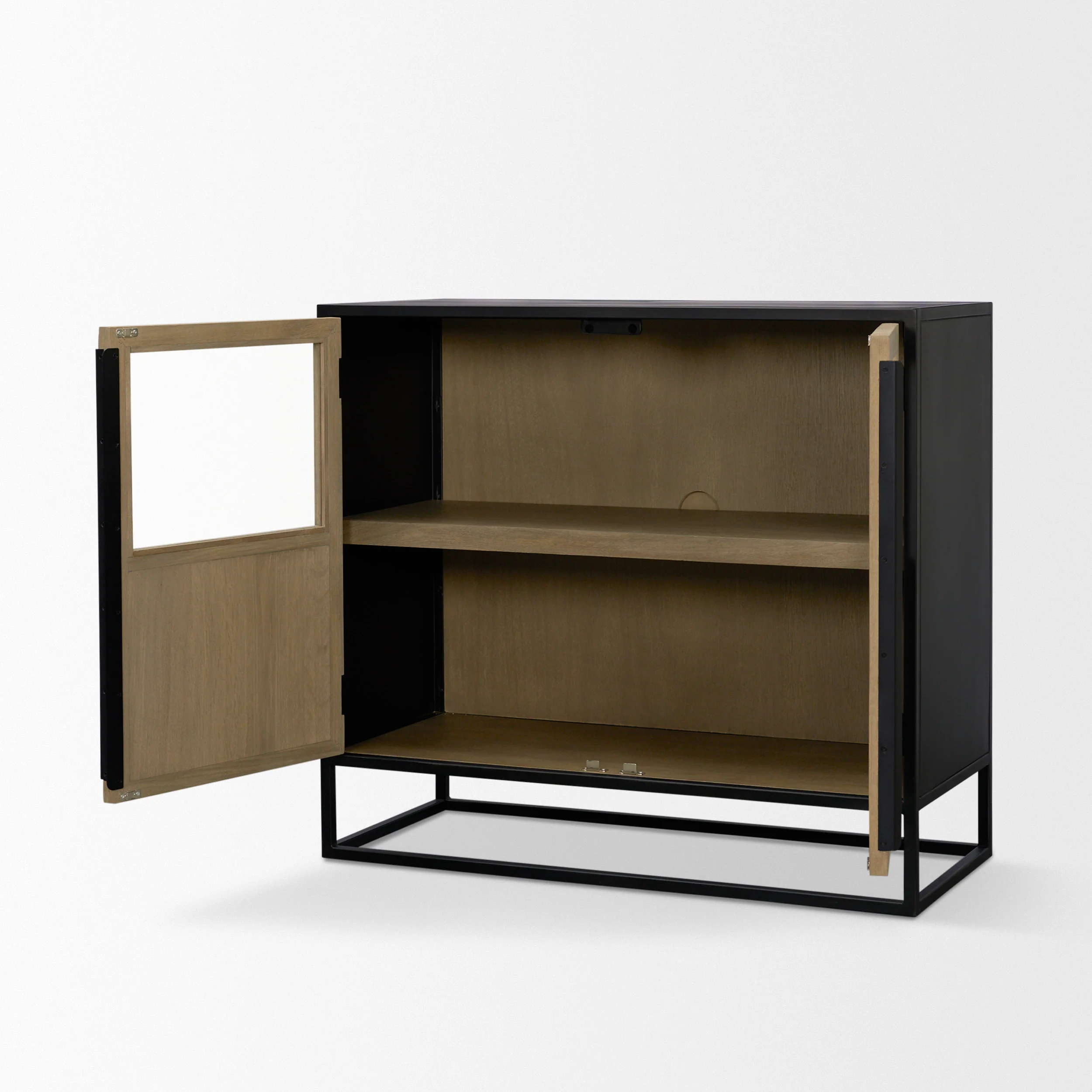 Sloan 40.0W Light Brown W/Black Metal Frame Accent Cabinet - Image 7