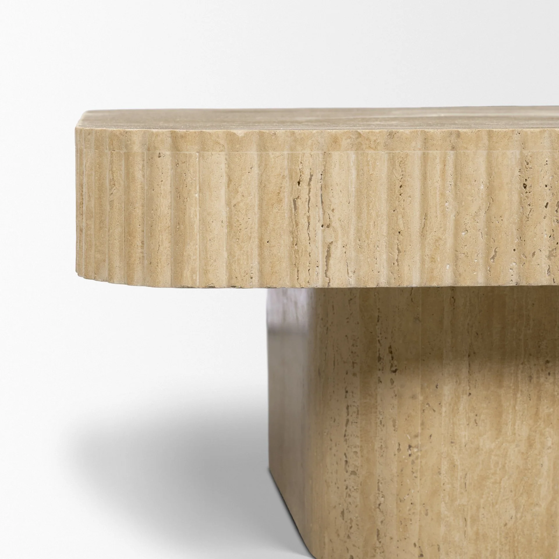 Tavora Ribbed Square Travertine Coffee Table - Image 8
