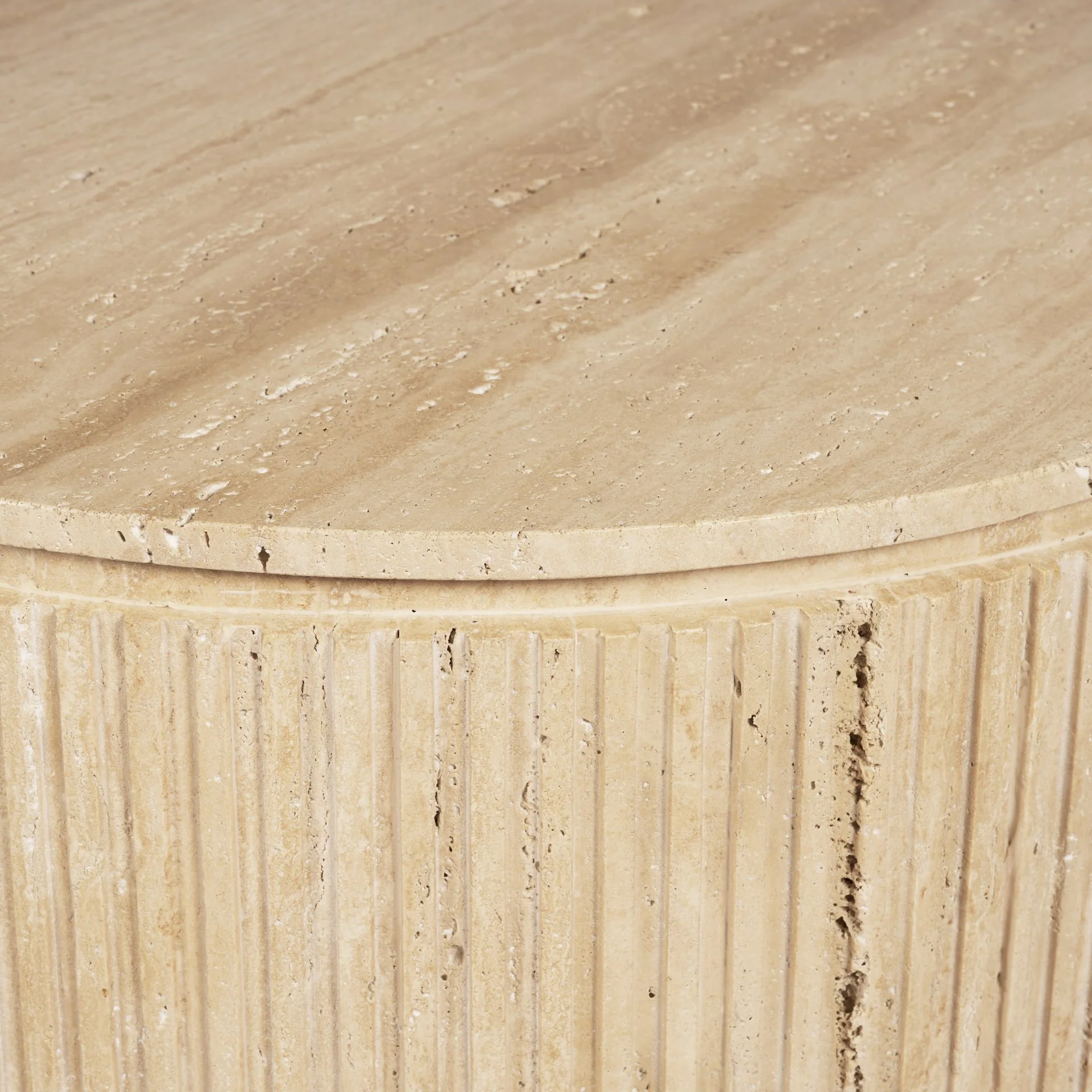 Elara Ribbed Oblong Travertine Coffee Table - Image 6