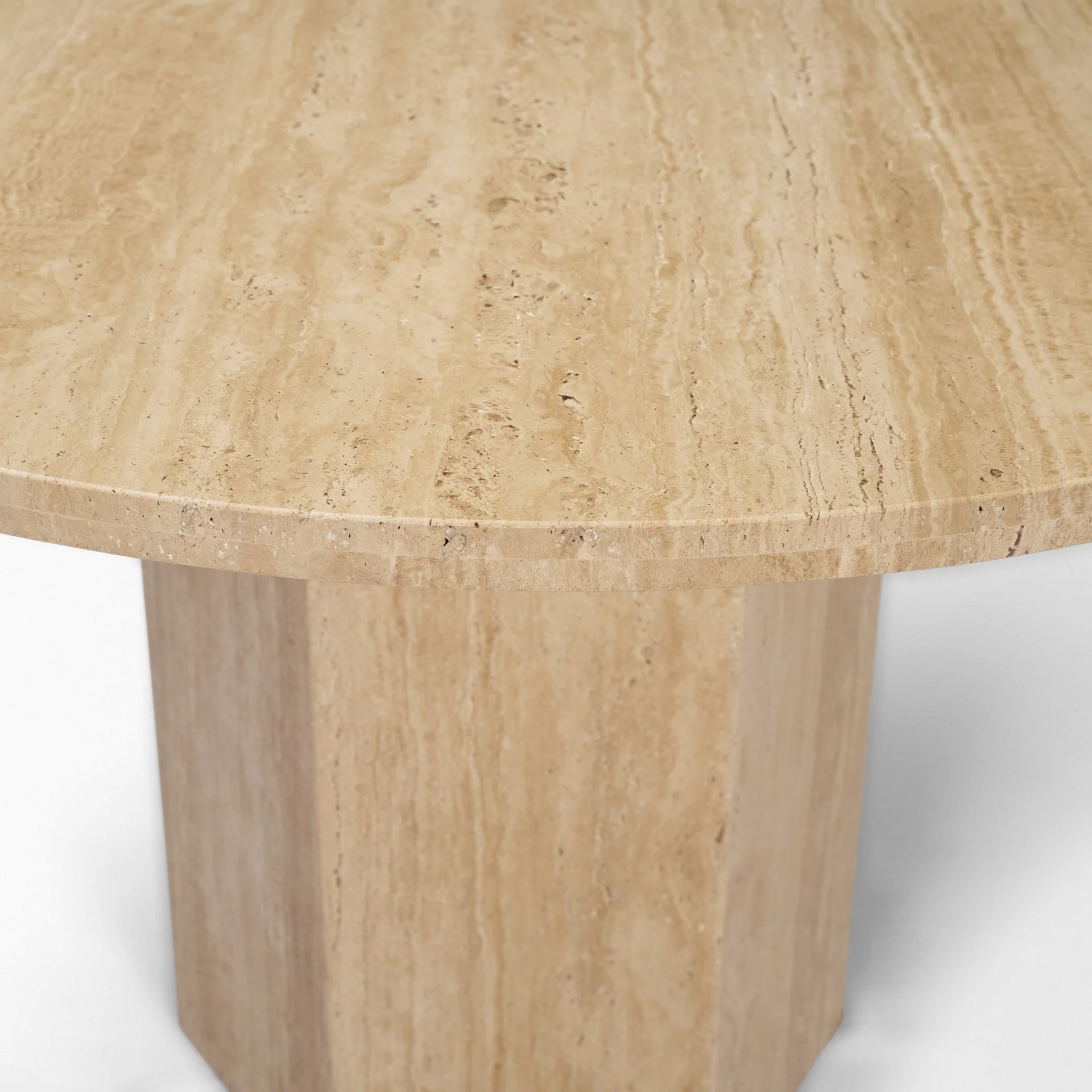 Torreno 42" Travertine Round Top Hexagon Pedestal Dining Table - Image 6