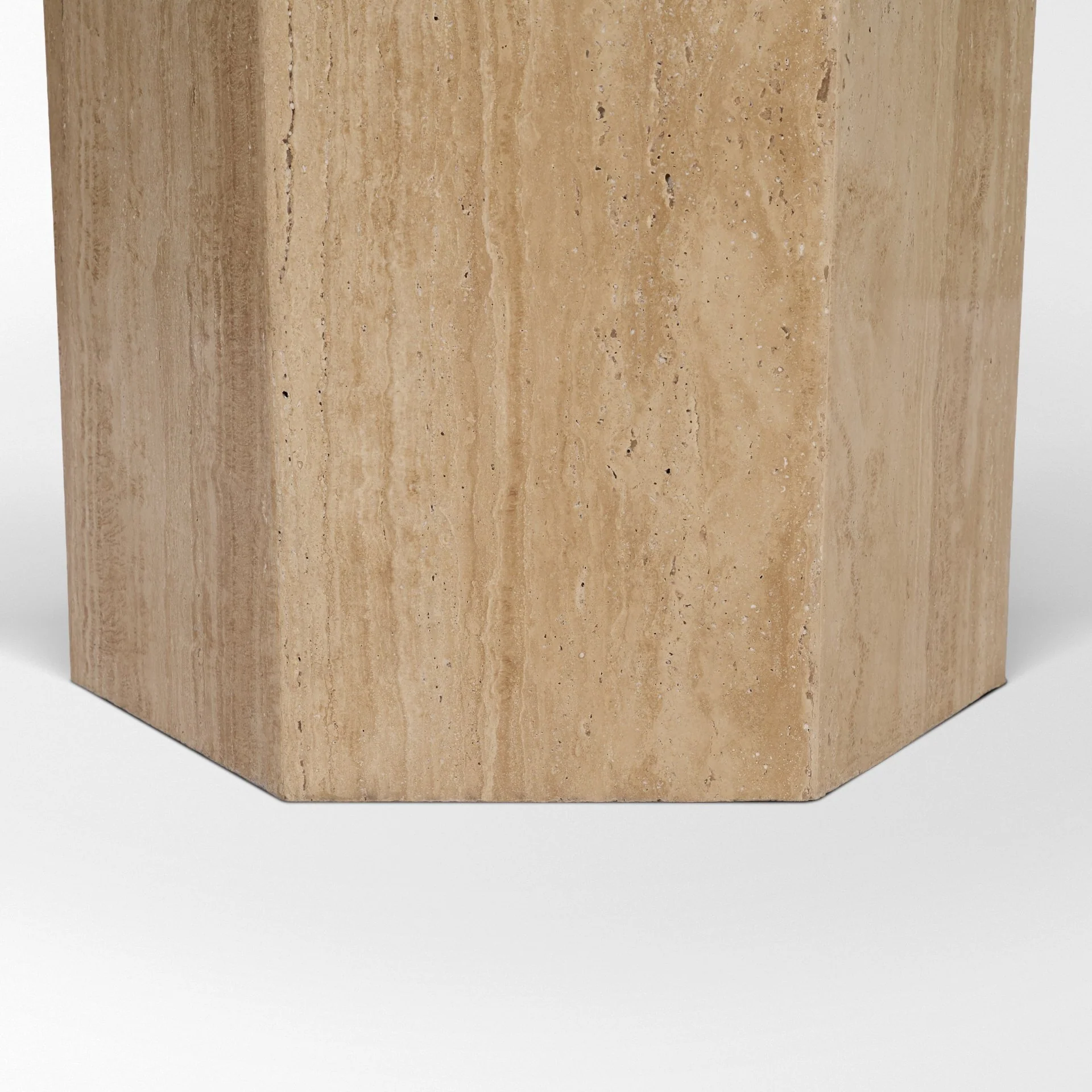 Torreno 42" Travertine Round Top Hexagon Pedestal Dining Table - Image 7