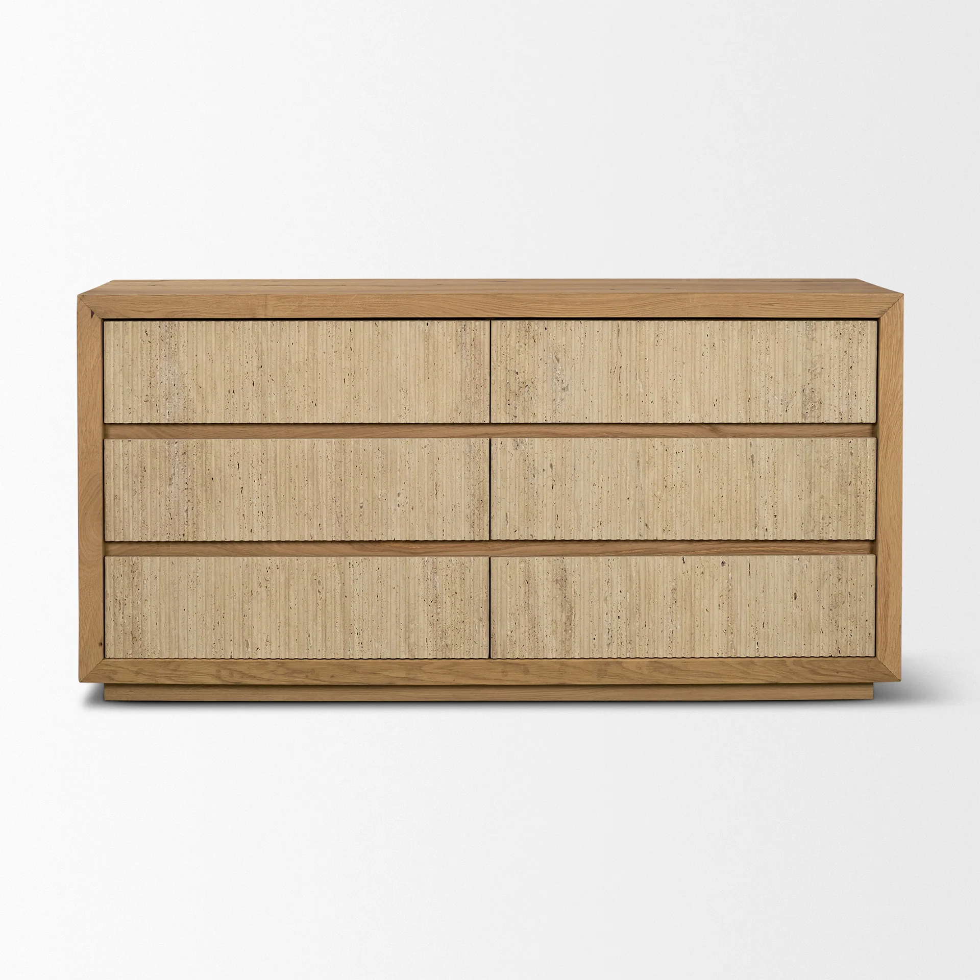 Travona Oak Wood w/ Travertine 6 Drawer Dresser - Image 2