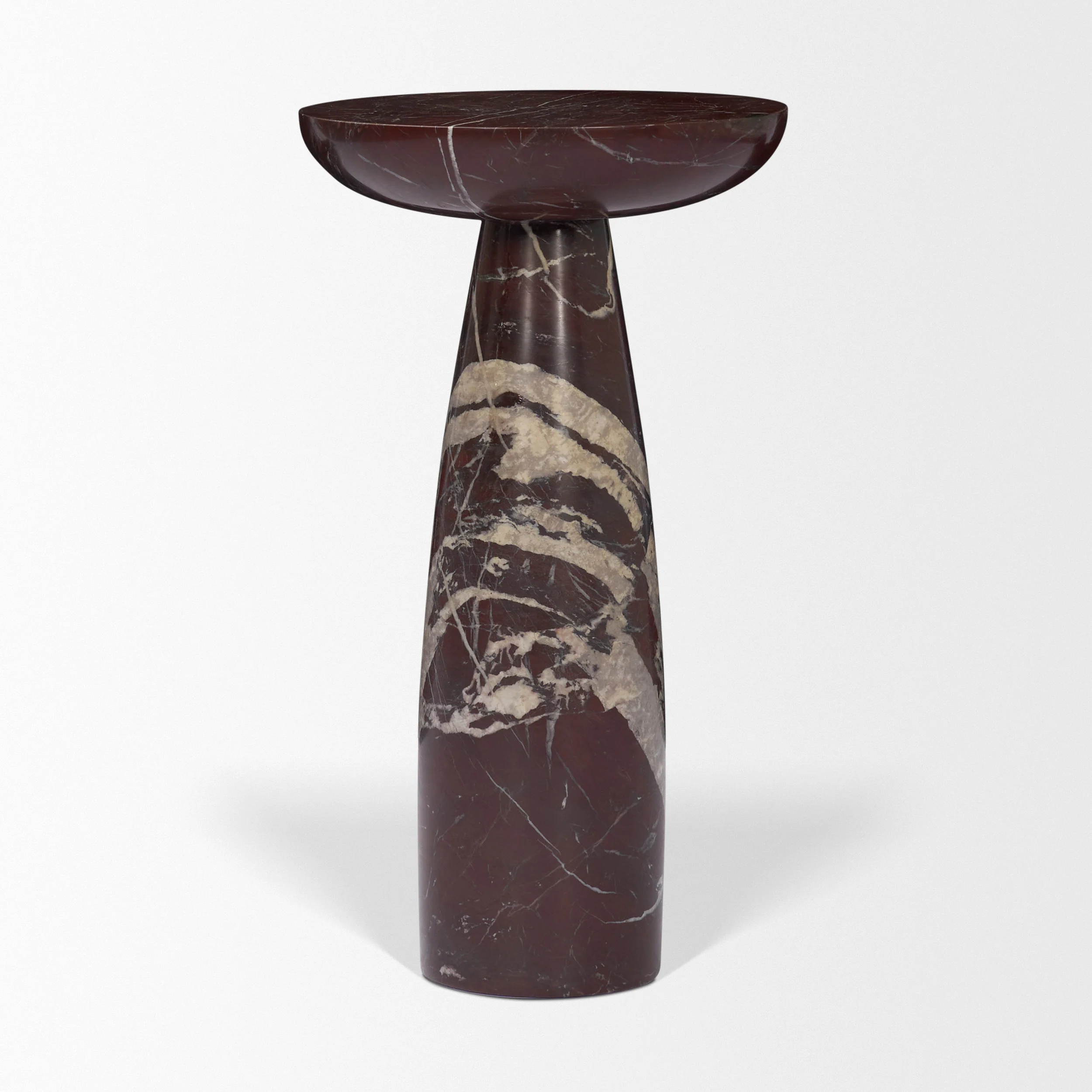 Bellancia Rosso Red Levanto Marble Pedastal Side Table - Image 4