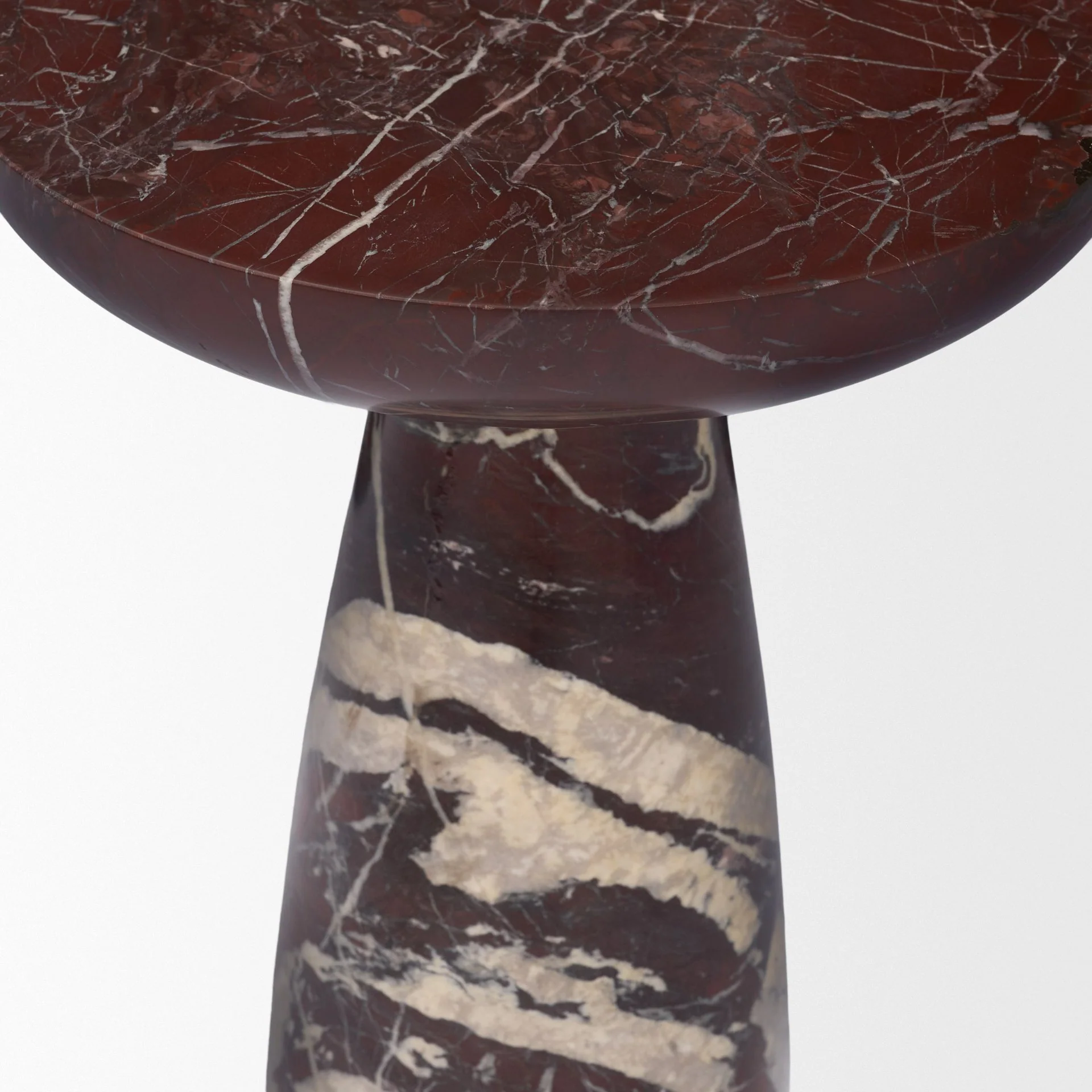 Bellancia Rosso Red Levanto Marble Pedastal Side Table - Image 6