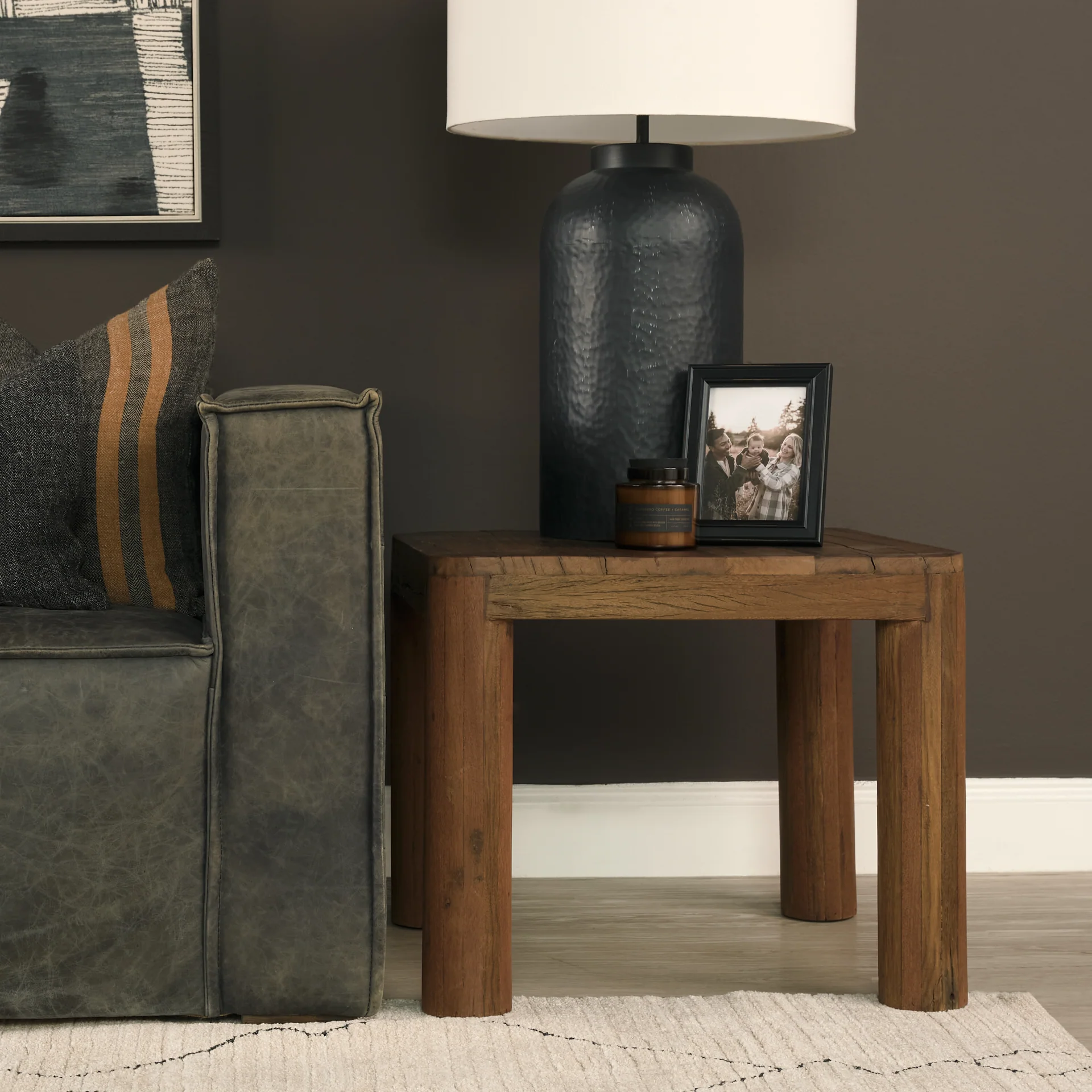 Hewitt Square Smooth Reclaimed Wood Side Table - Image 2