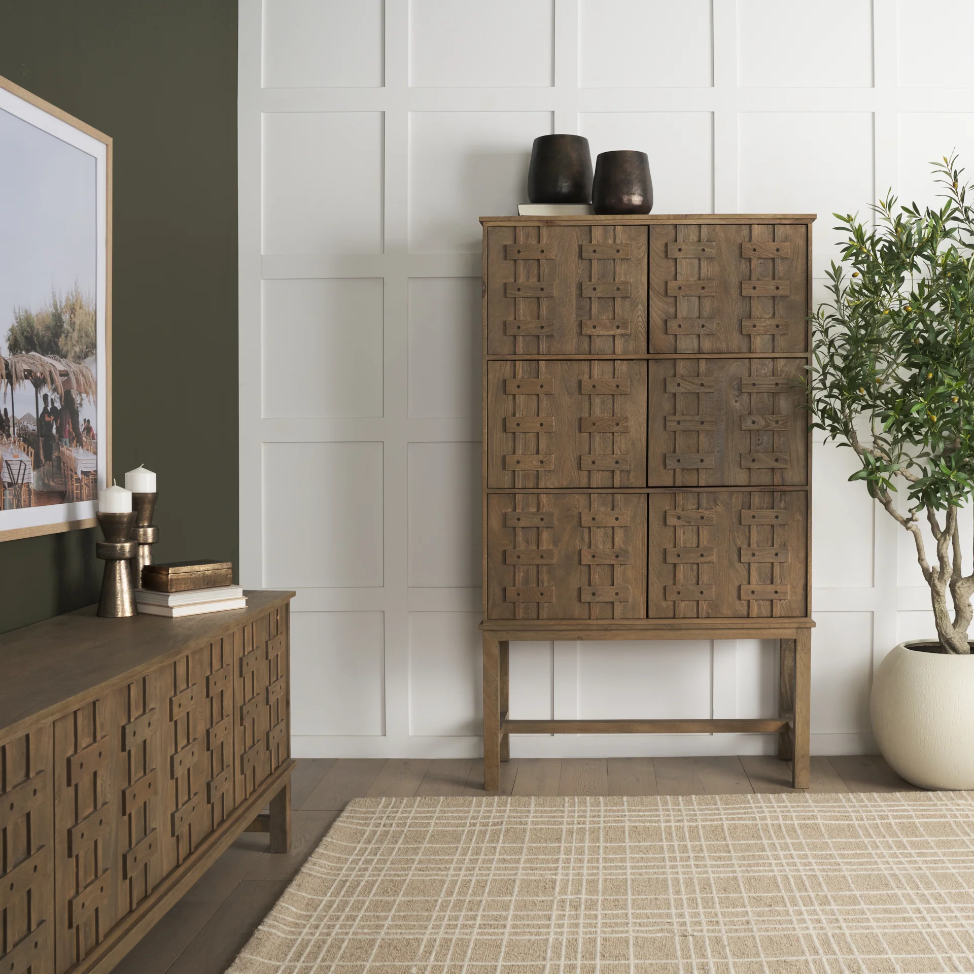 Truss Cool Brown Wood 6 Door Tall Cabinet - Image 13
