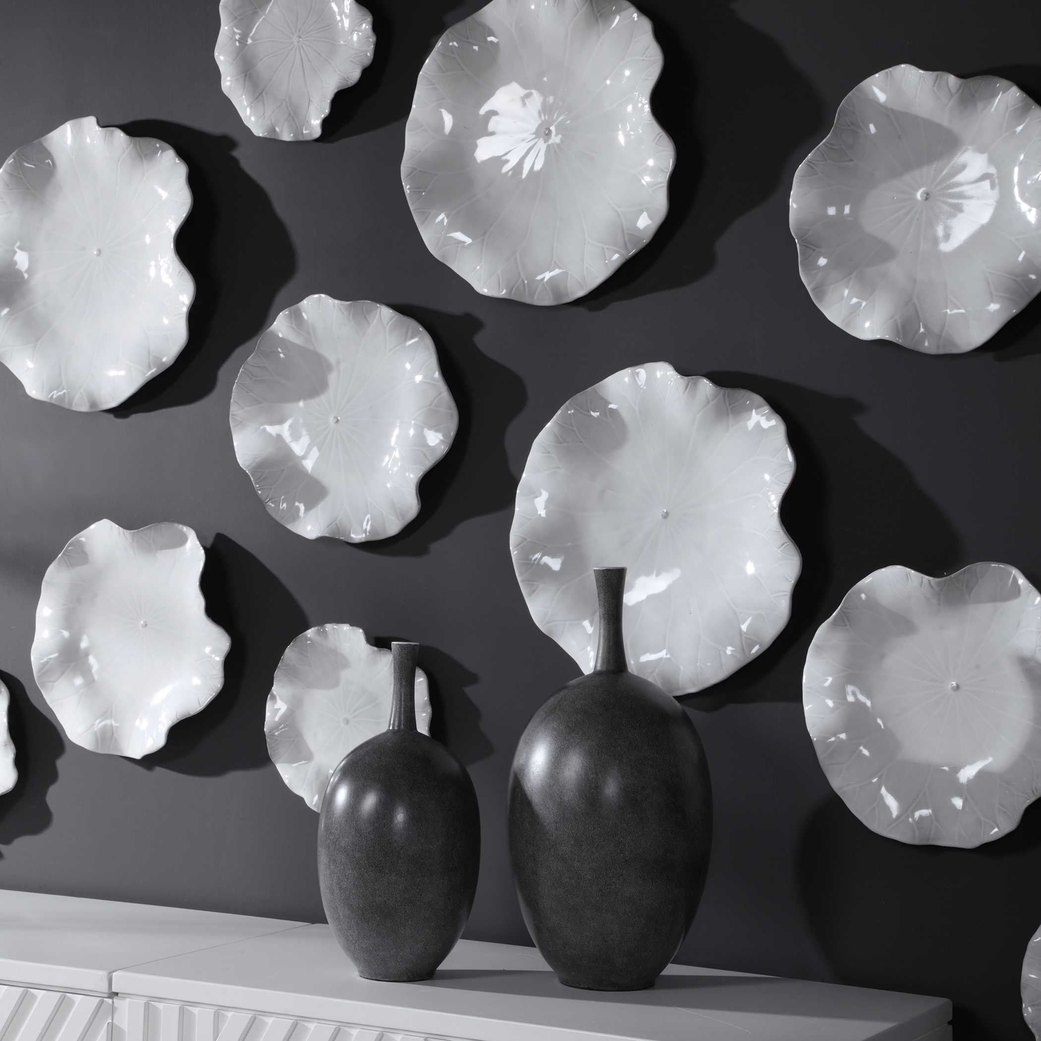 Abella Ceramic Wall Decor - Set of 3 White - Image 2