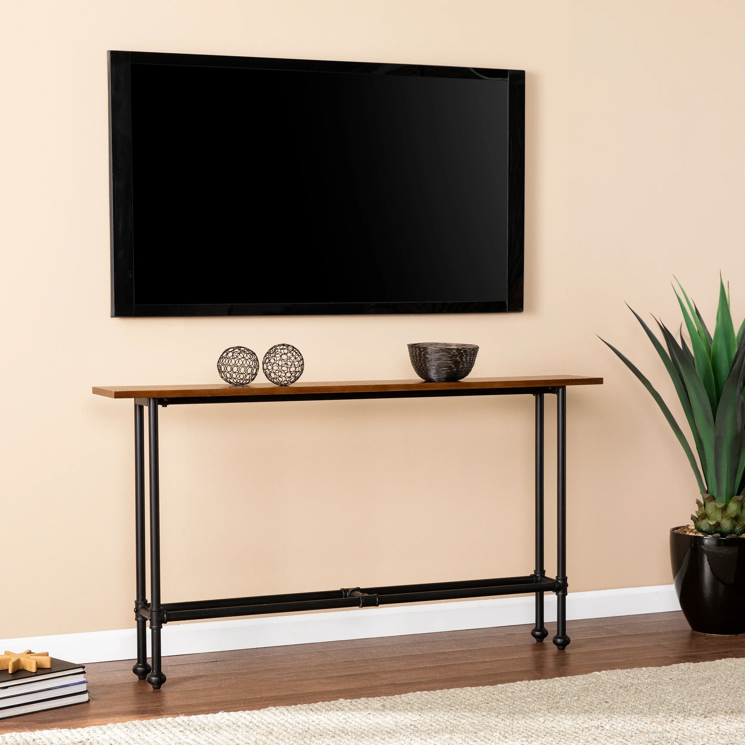 Agnew Console Table - Black w/ Espresso - Image 2