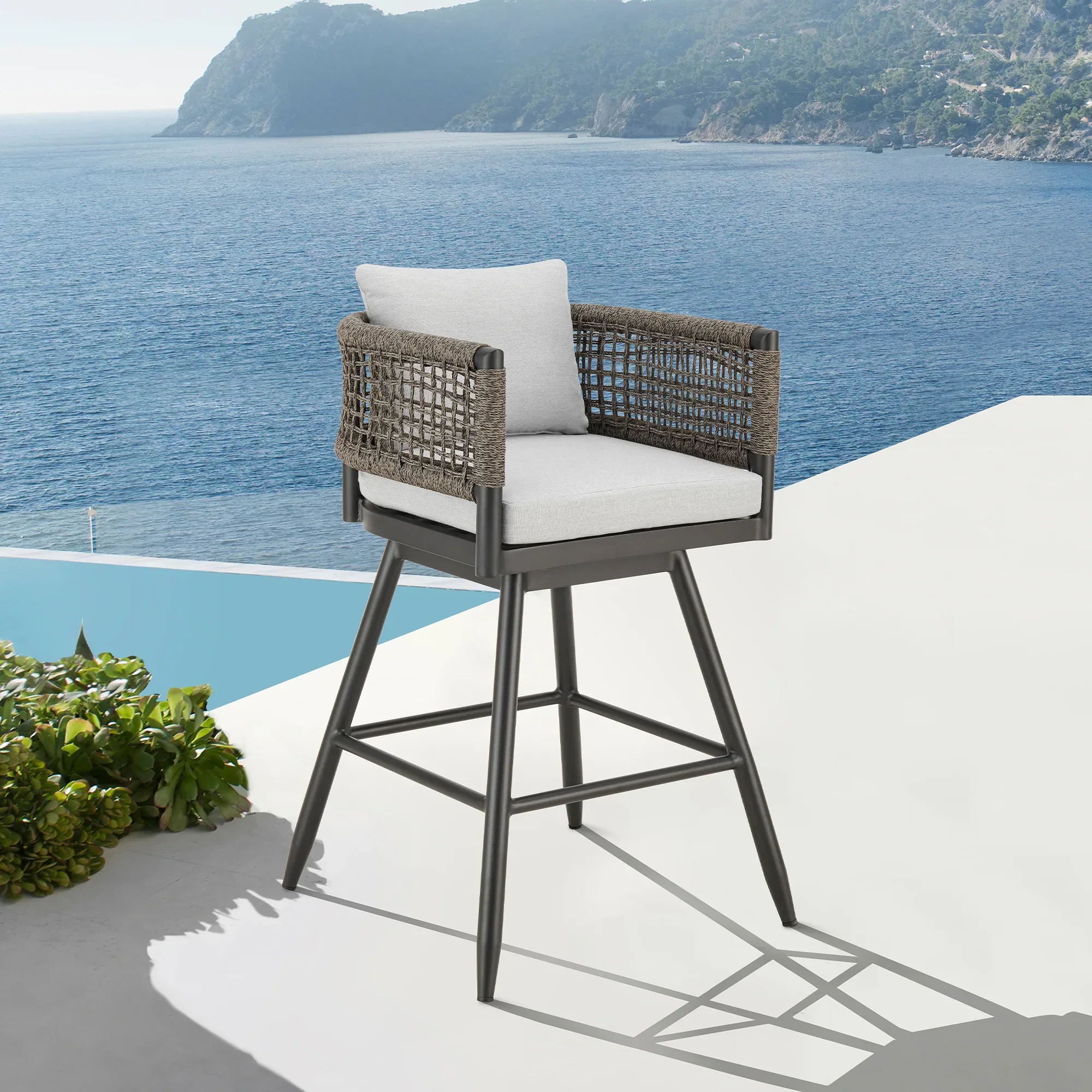 Alegria Outdoor Swivel Counter Stool - Set of 2 - Image 2