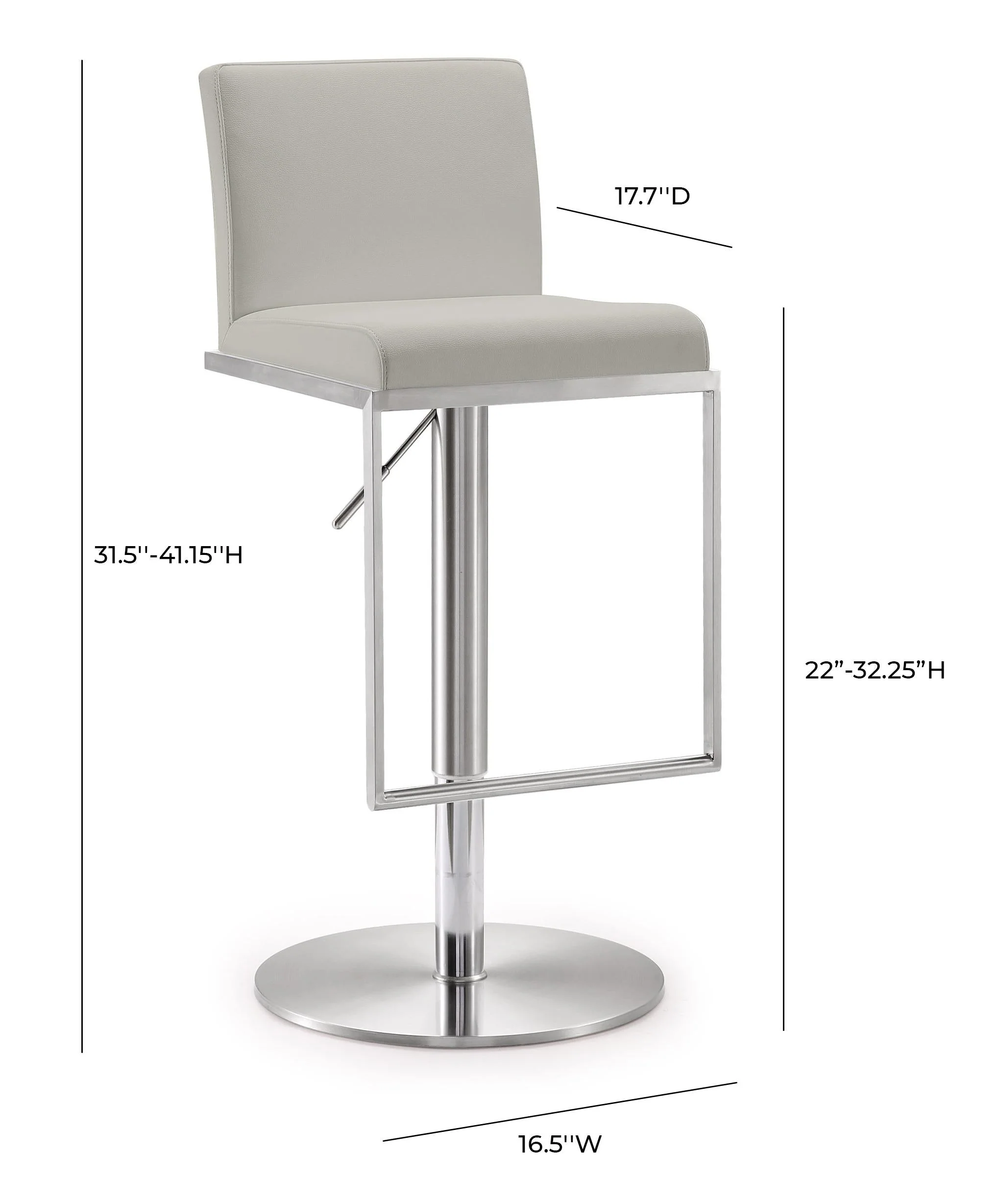 Amalfi Light Grey Vegan Leather Stool - Image 9