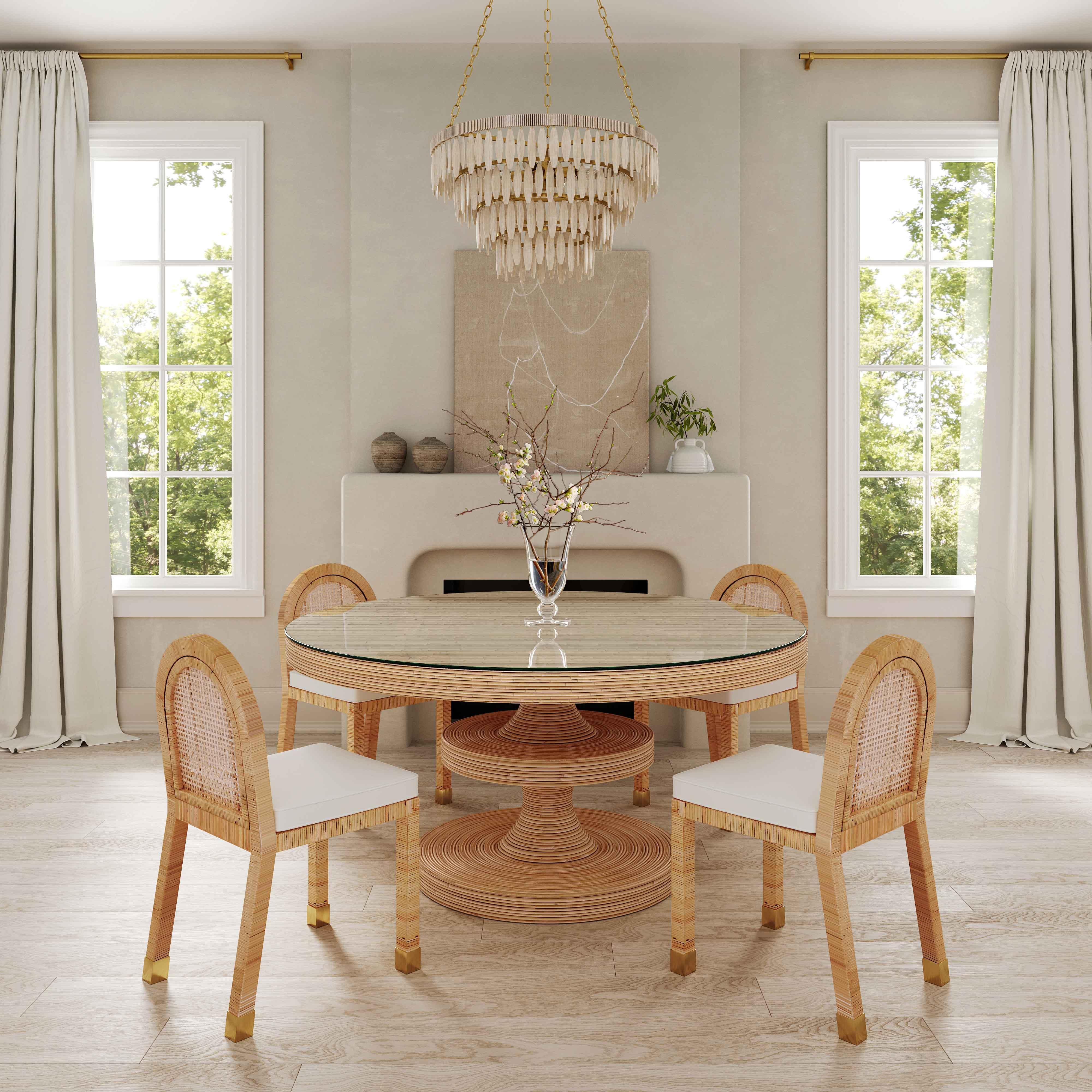 Amara Cream Contract-Grade Linen Arched Dining Chair - Image 2