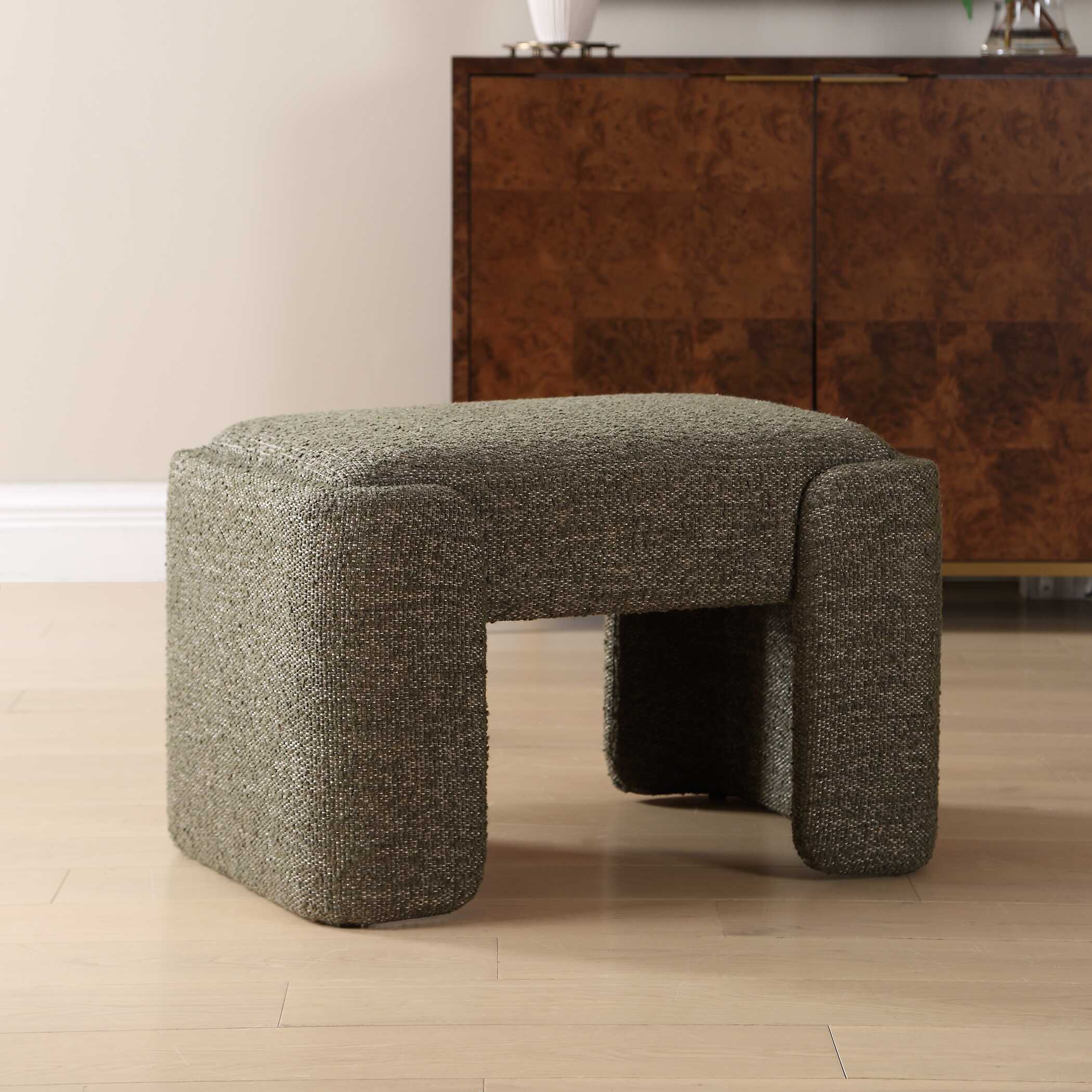 Angus Green Boucle Small Bench - Image 3