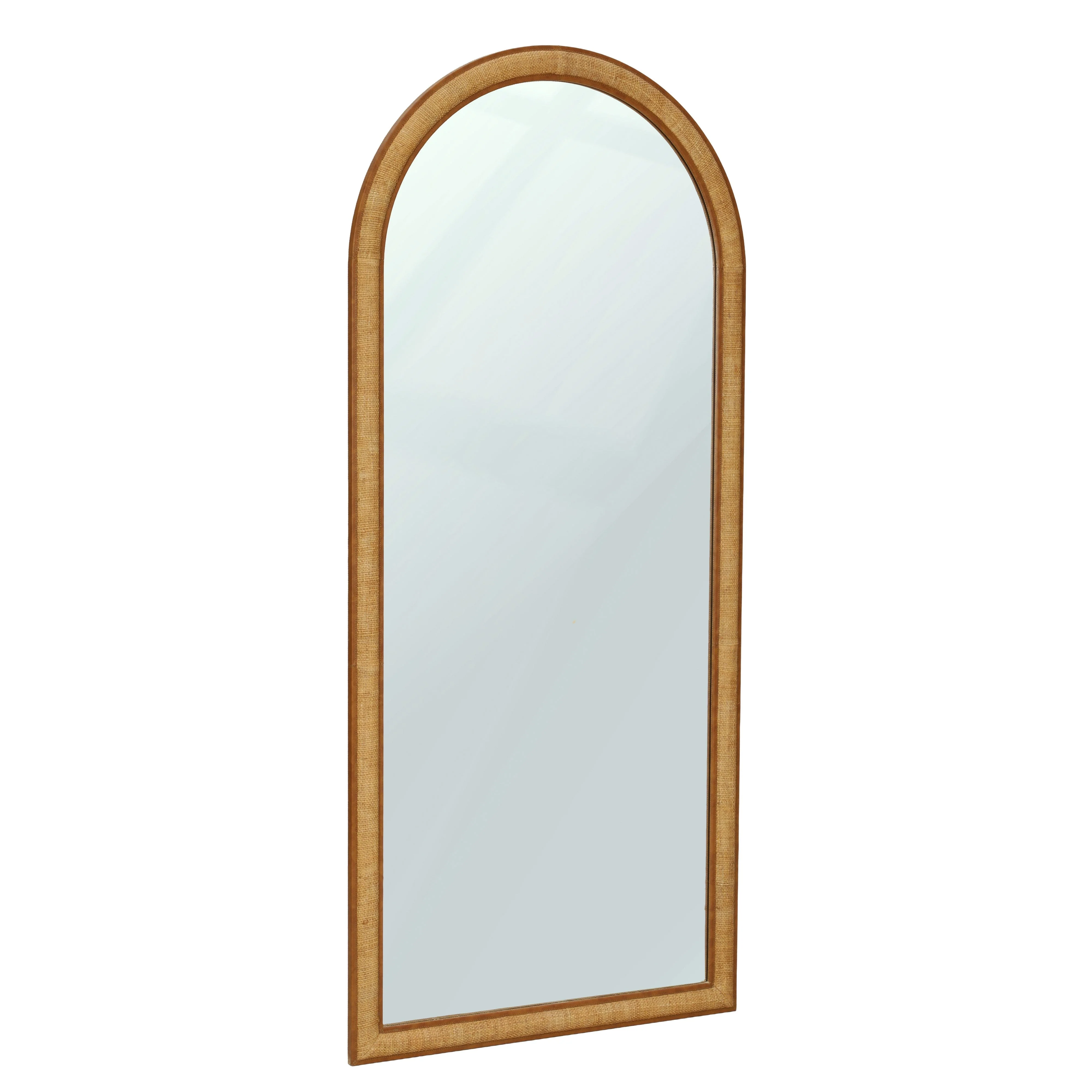 Arch 72" Natural Raffia Contract-Grade Floor Mirror - Image 3