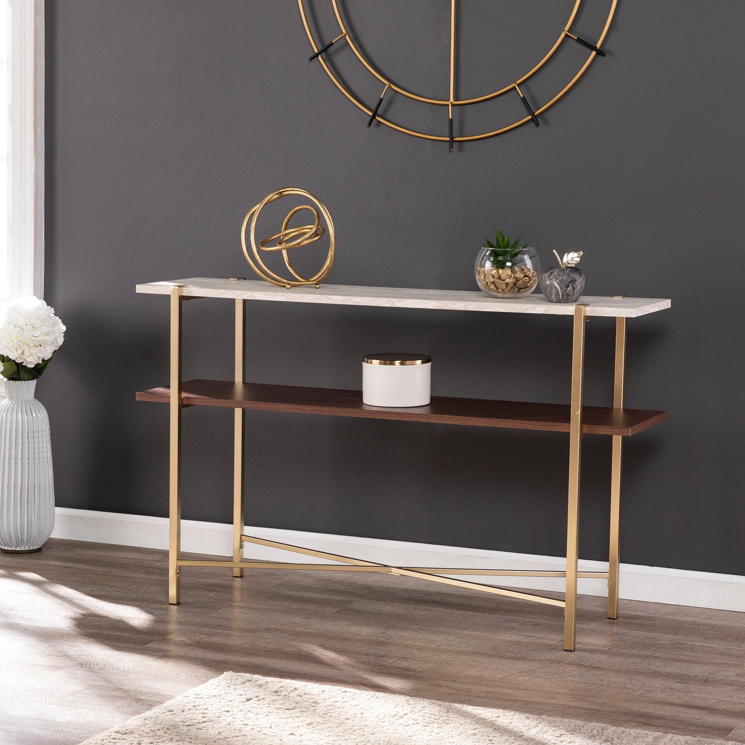 Ardmillan Faux Marble Console Table w/ Storage - Image 2