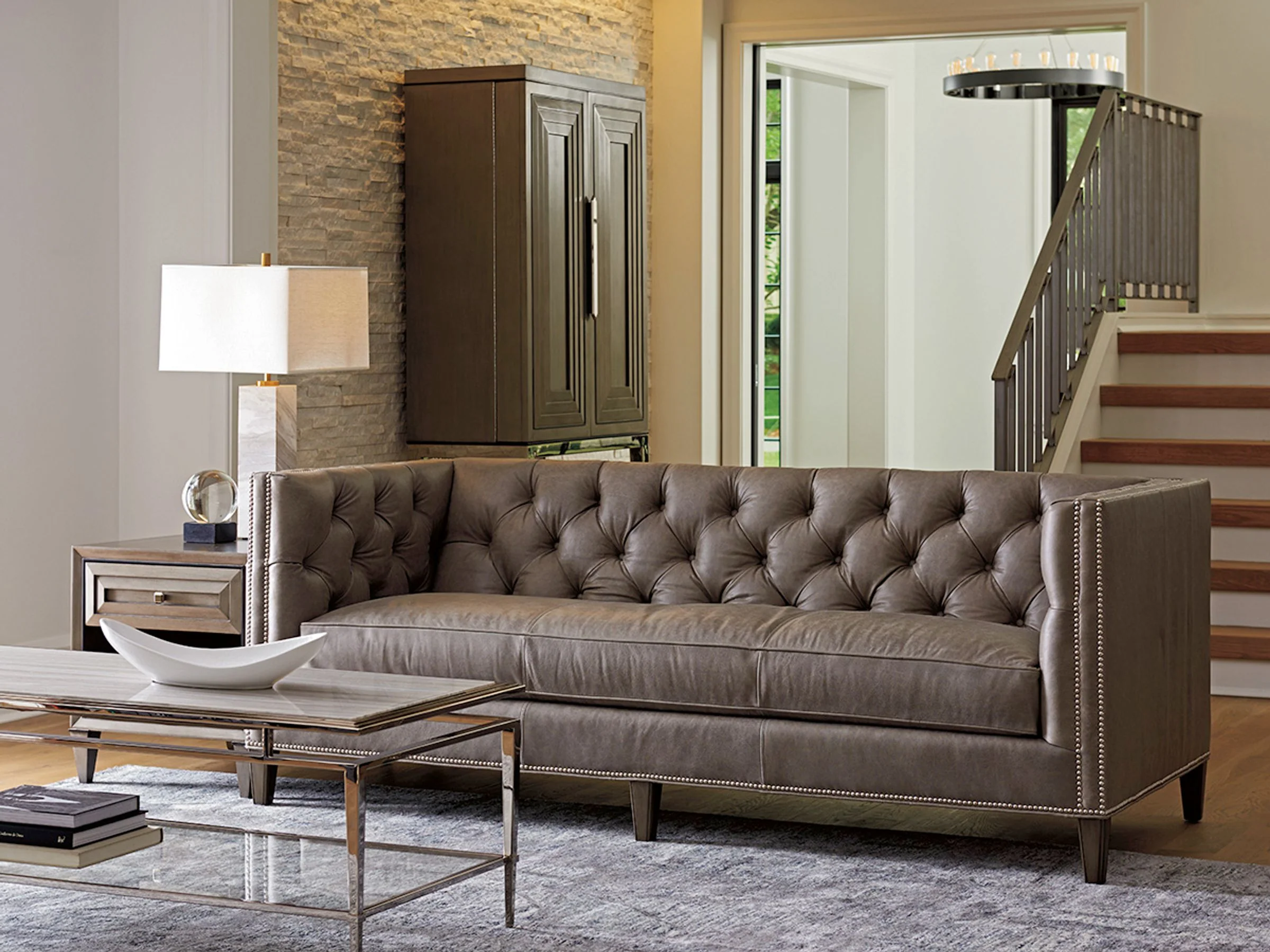 Ariana Monaco Leather Tufted Sofa - Image 3