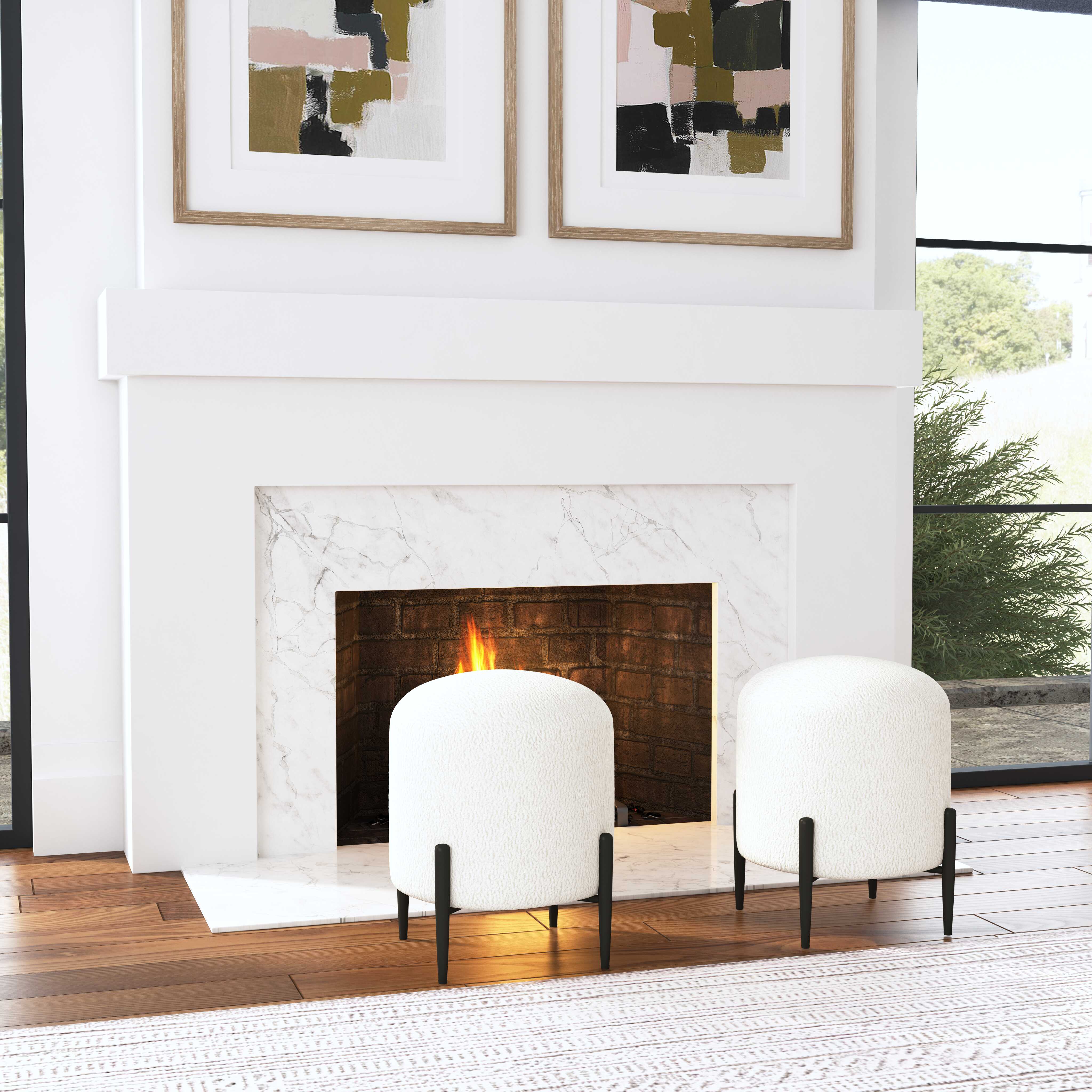 Arles White Shearling Ottoman - Image 2