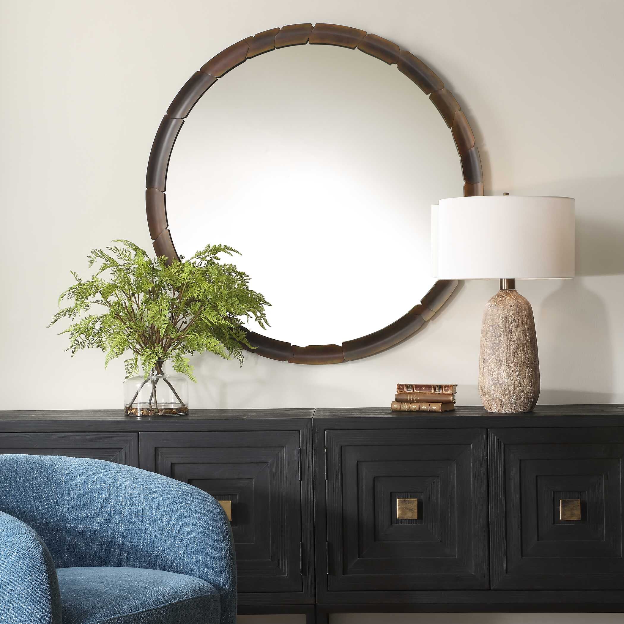 Auger Amber Glass Round Mirror - Image 2