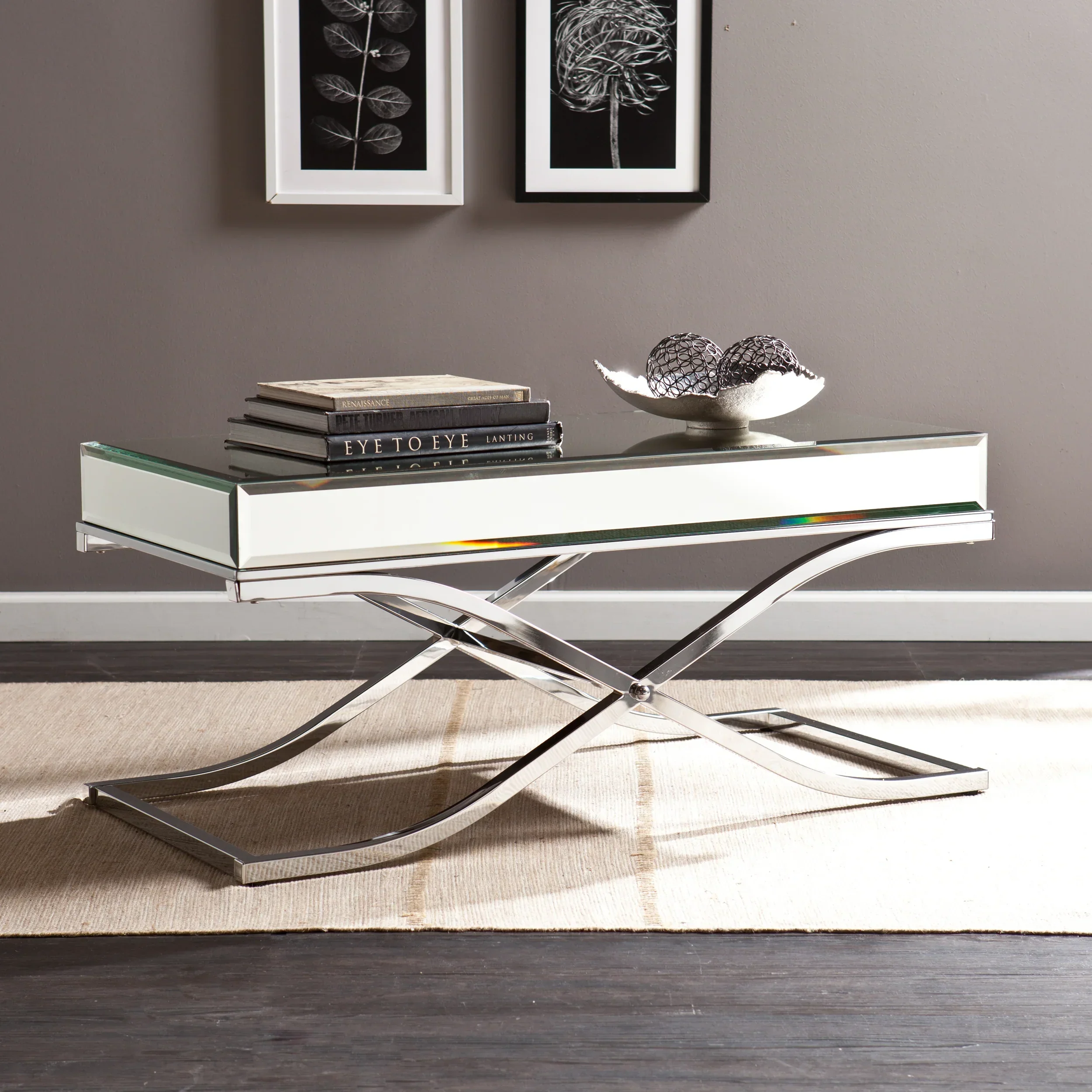 Ava Mirrored Cocktail Table - Chrome - Image 2