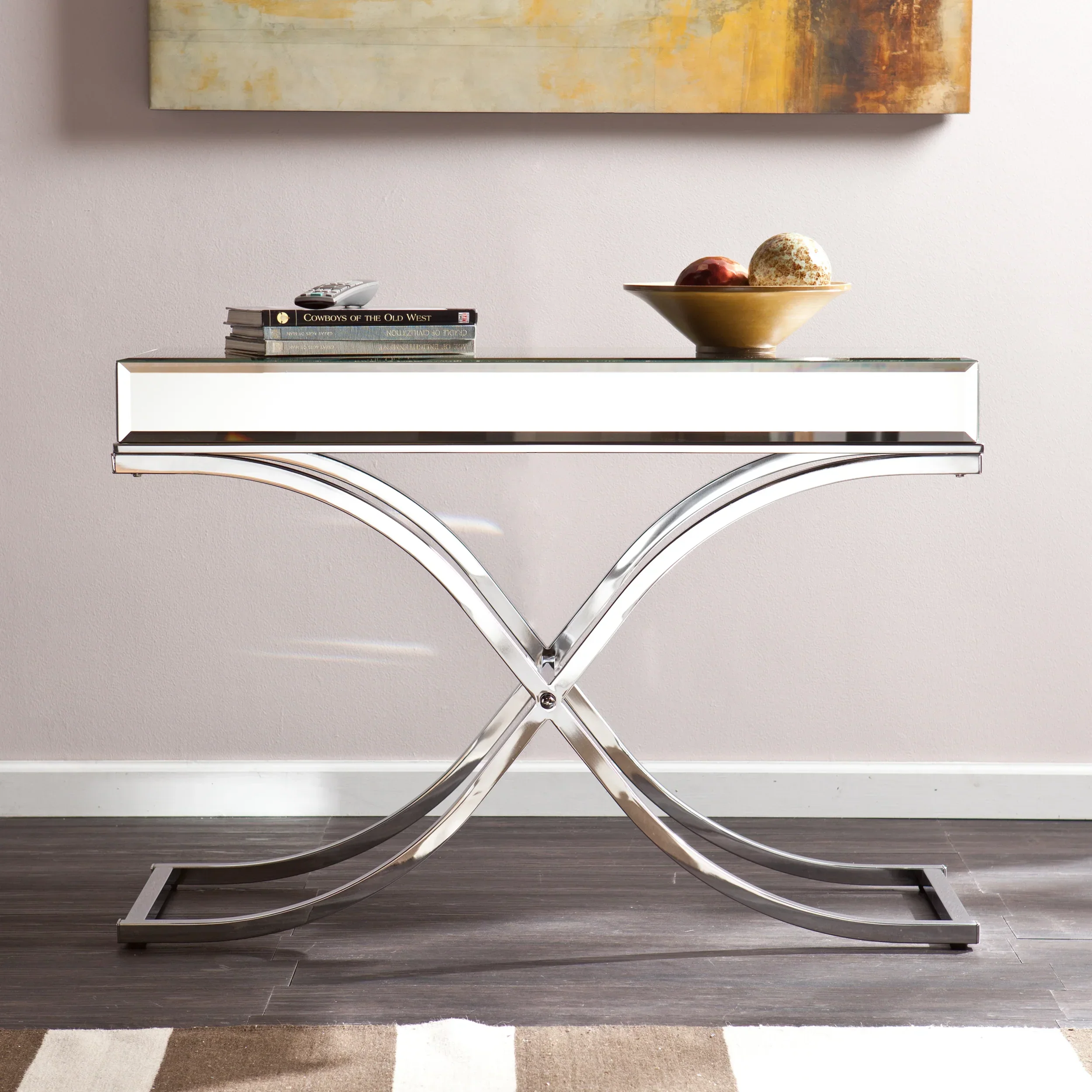 Ava Mirrored Console Table - Chrome - Image 2