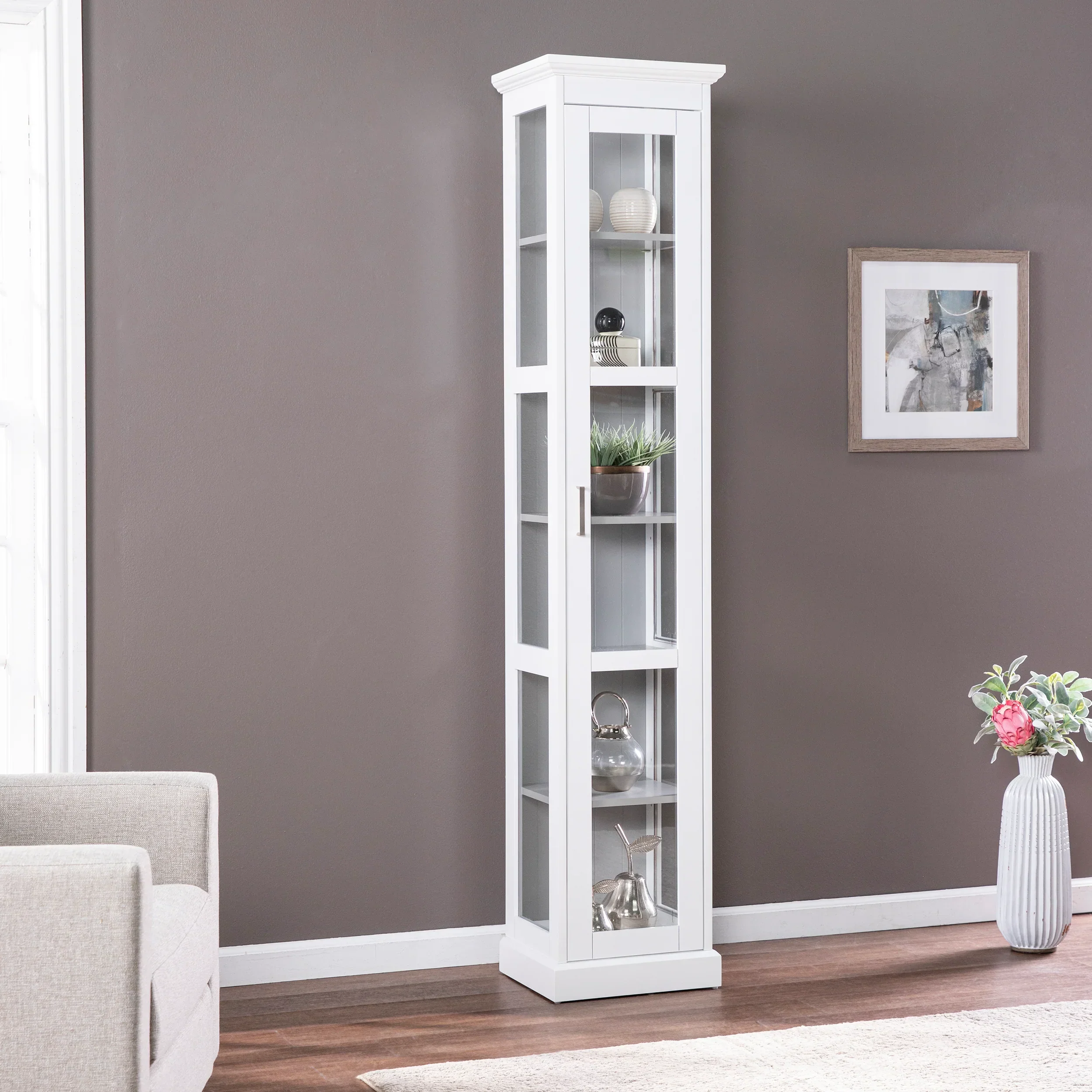 Balterley Tall Curio w/ Glass Door - White - Image 2