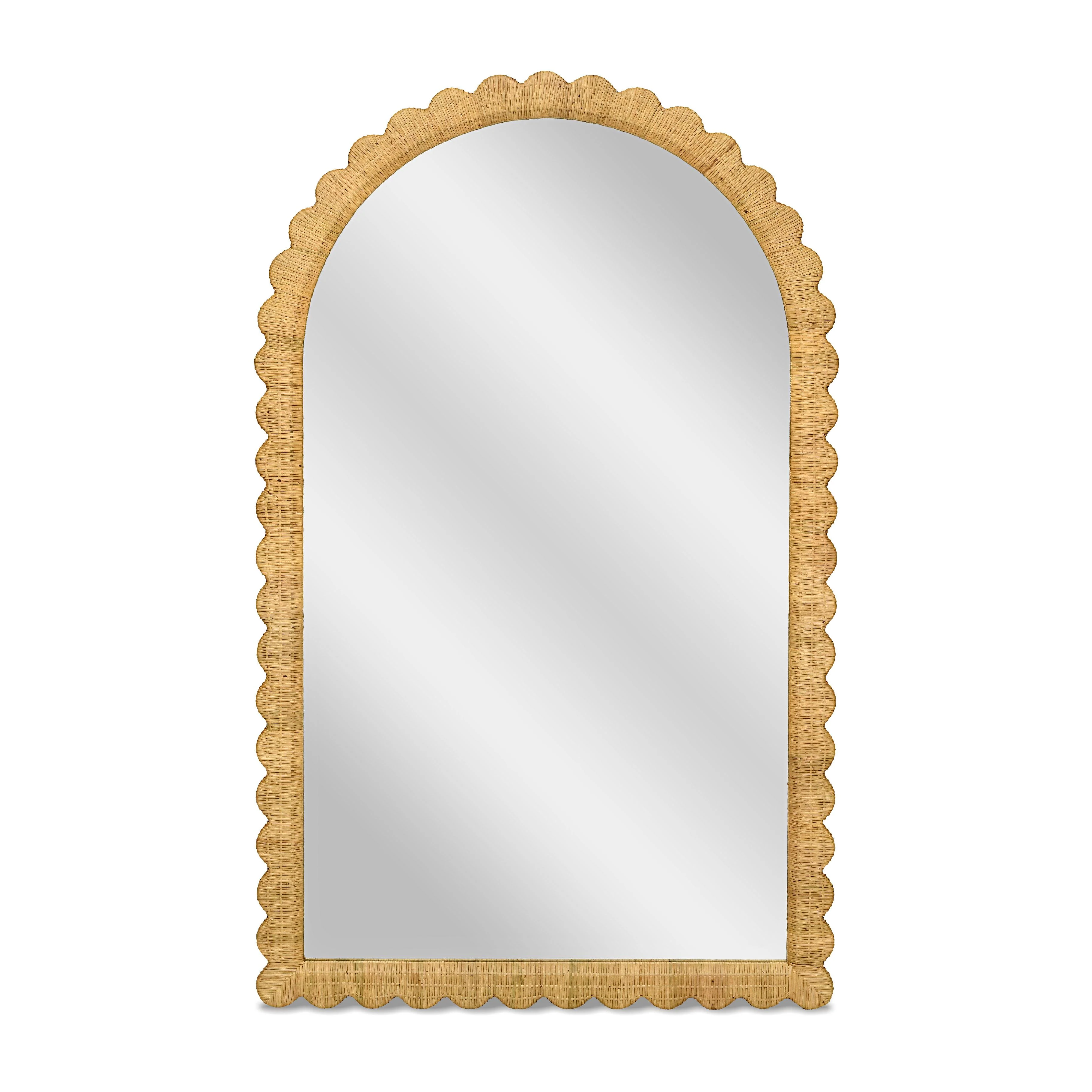 Bama 48"X79" Jumbo Natural Rattan Arched Wall Mirror