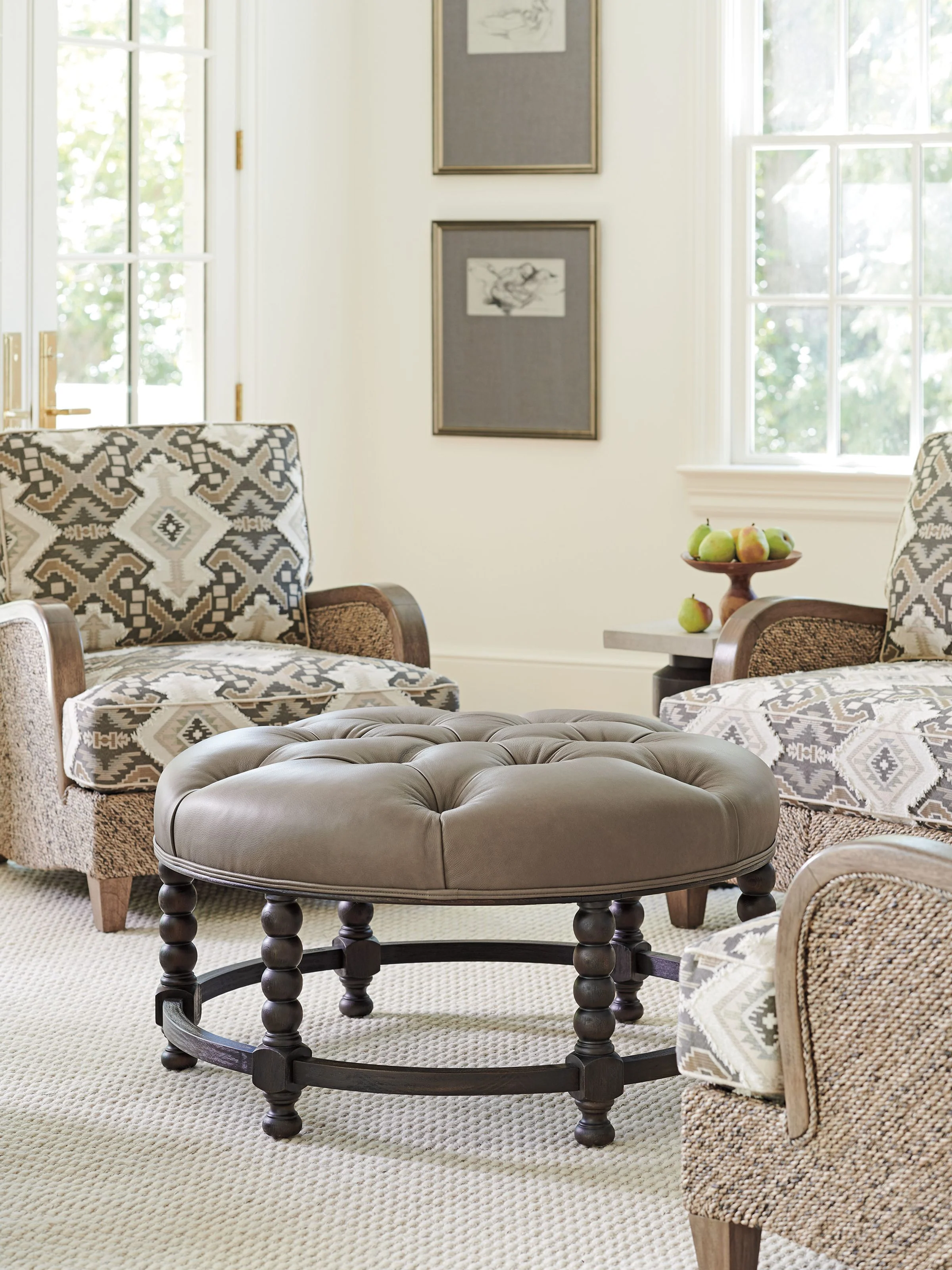 Hanover Leather Cocktail Ottoman - Image 2