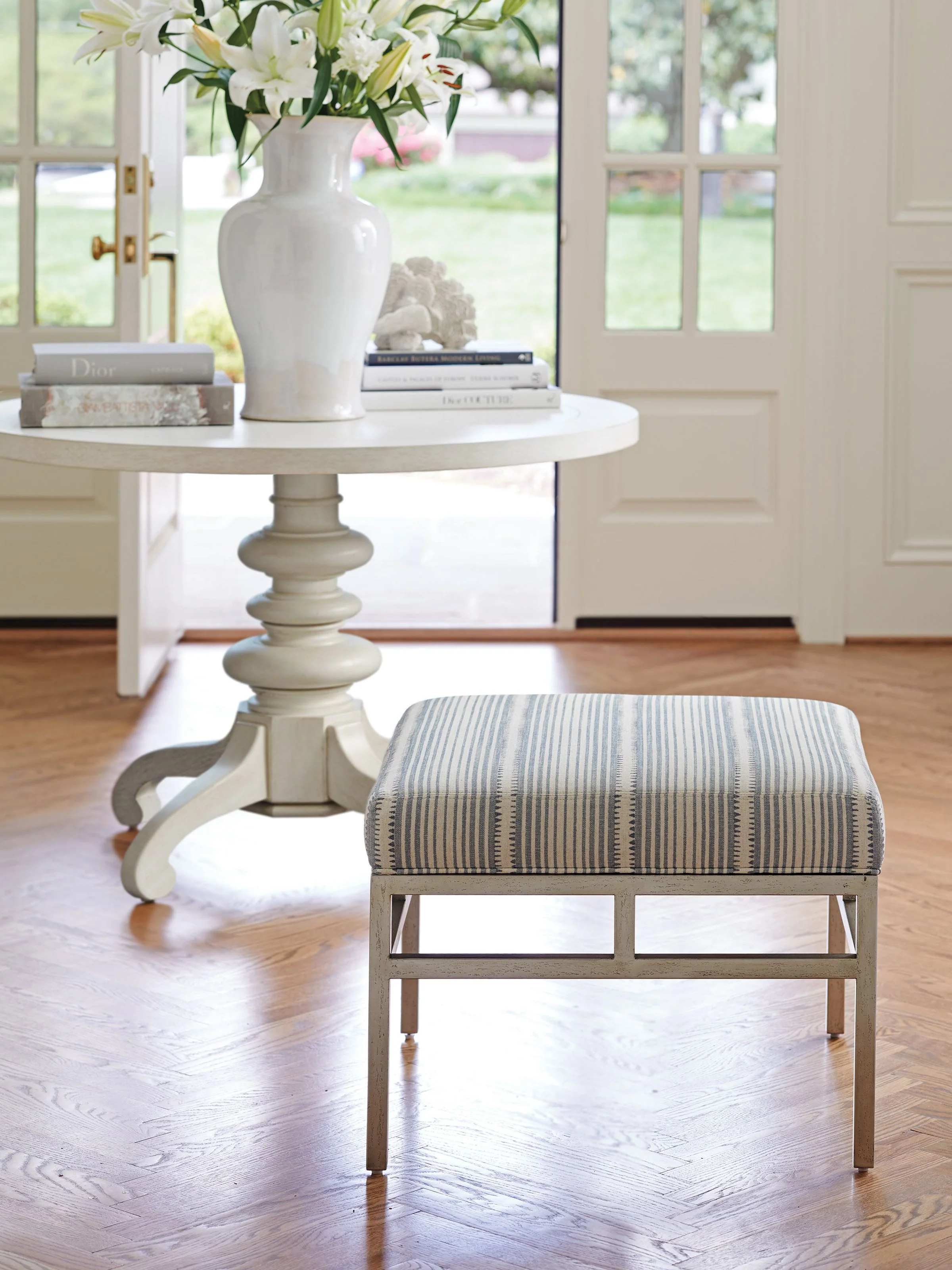 Lucca Metal Upholstered Ottoman - Image 2