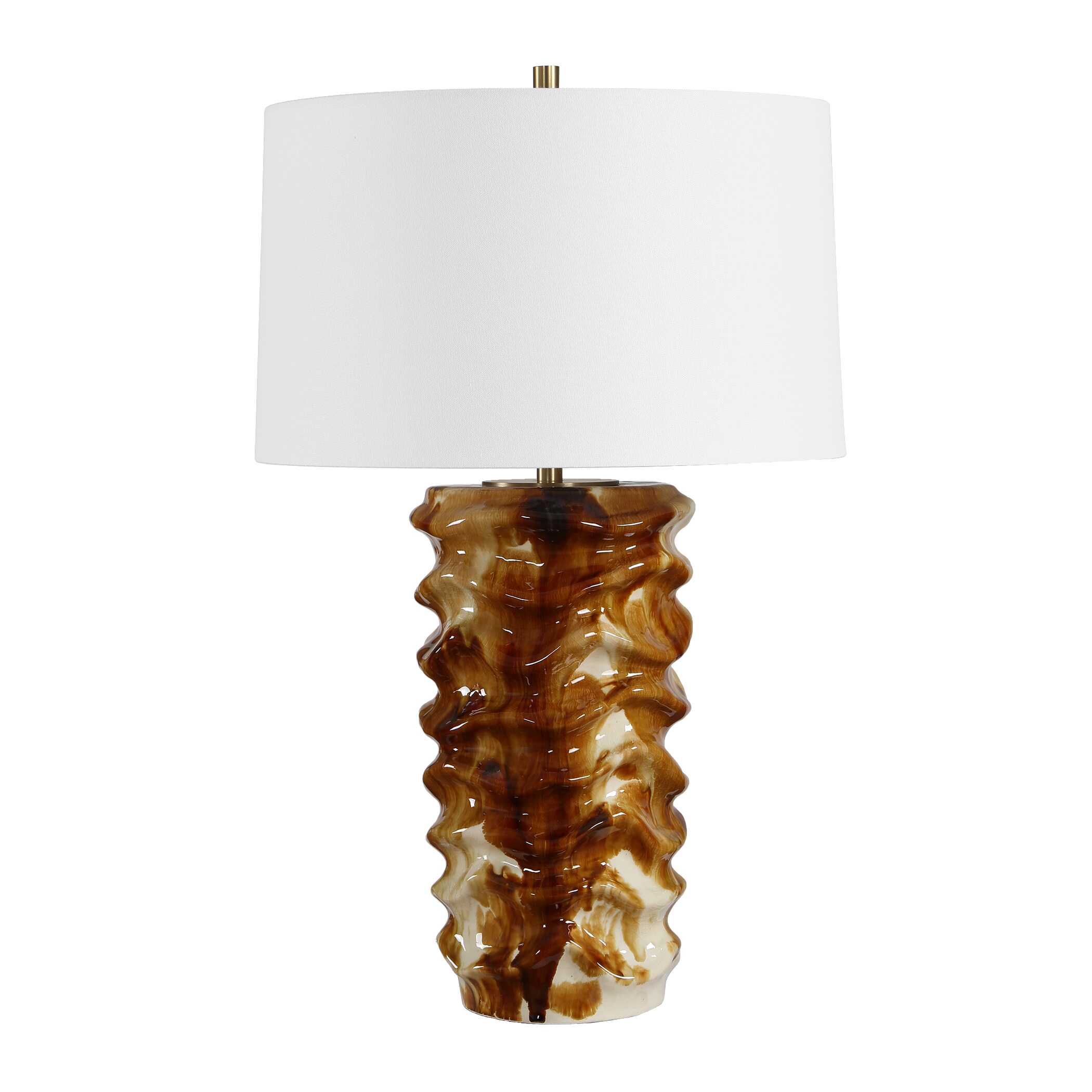 Bassa Brown Cream Glazed Table Lamp - Image 4