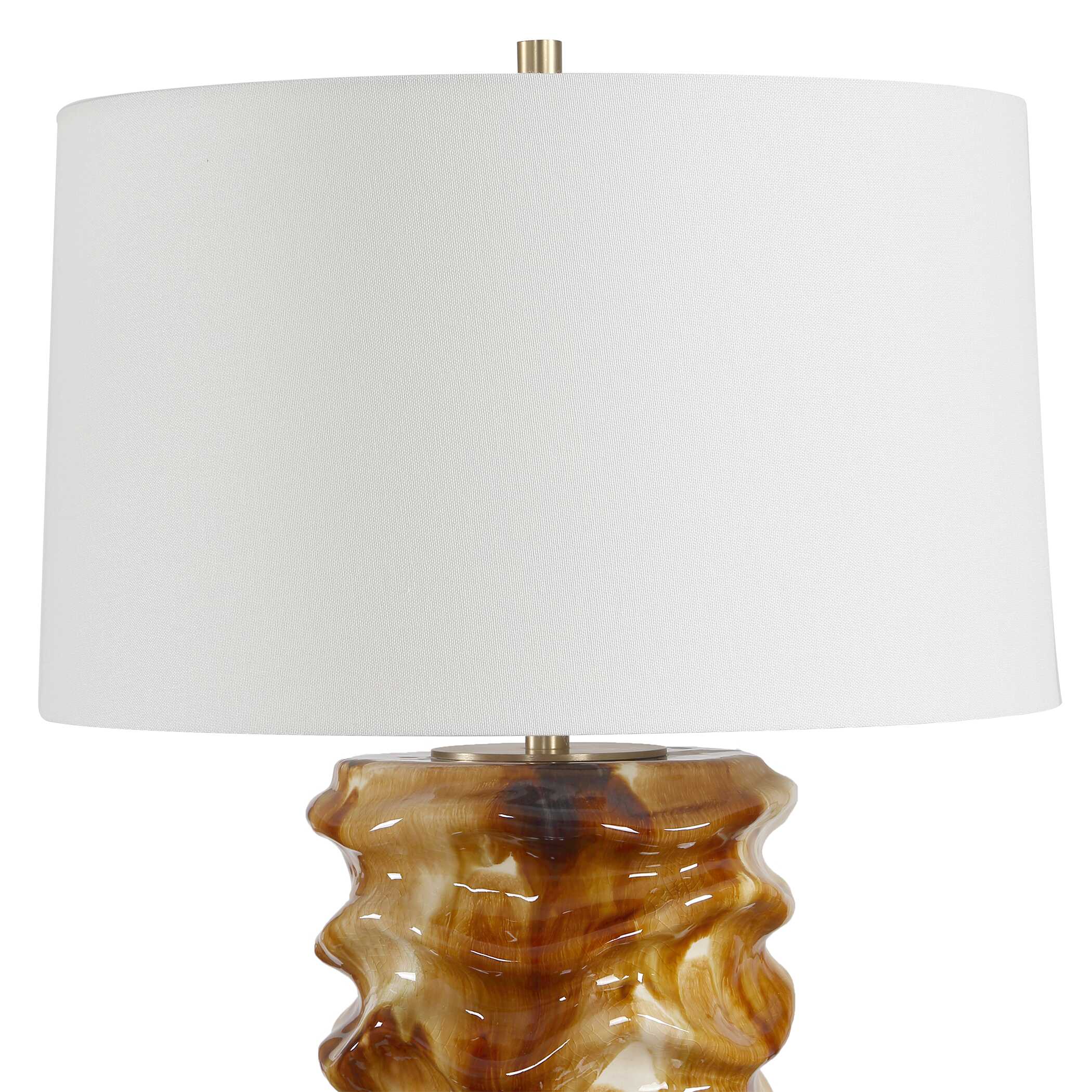 Bassa Brown Cream Glazed Table Lamp - Image 5