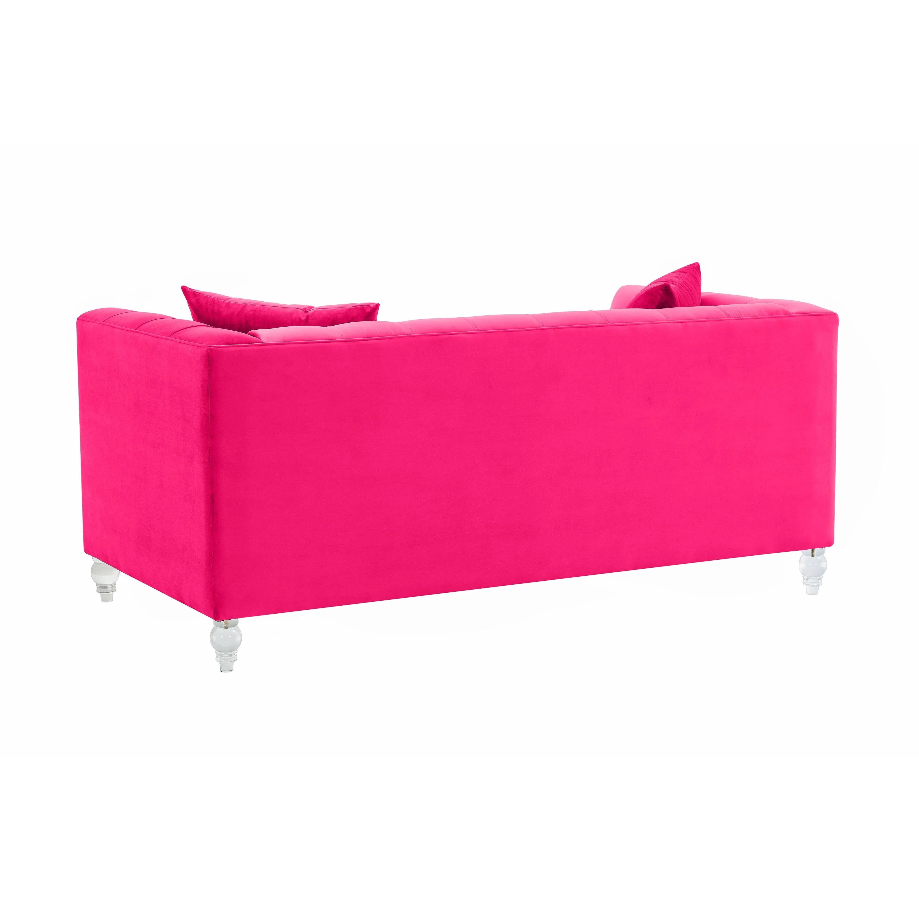 Bea Hot Pink Velvet Loveseat - Image 4